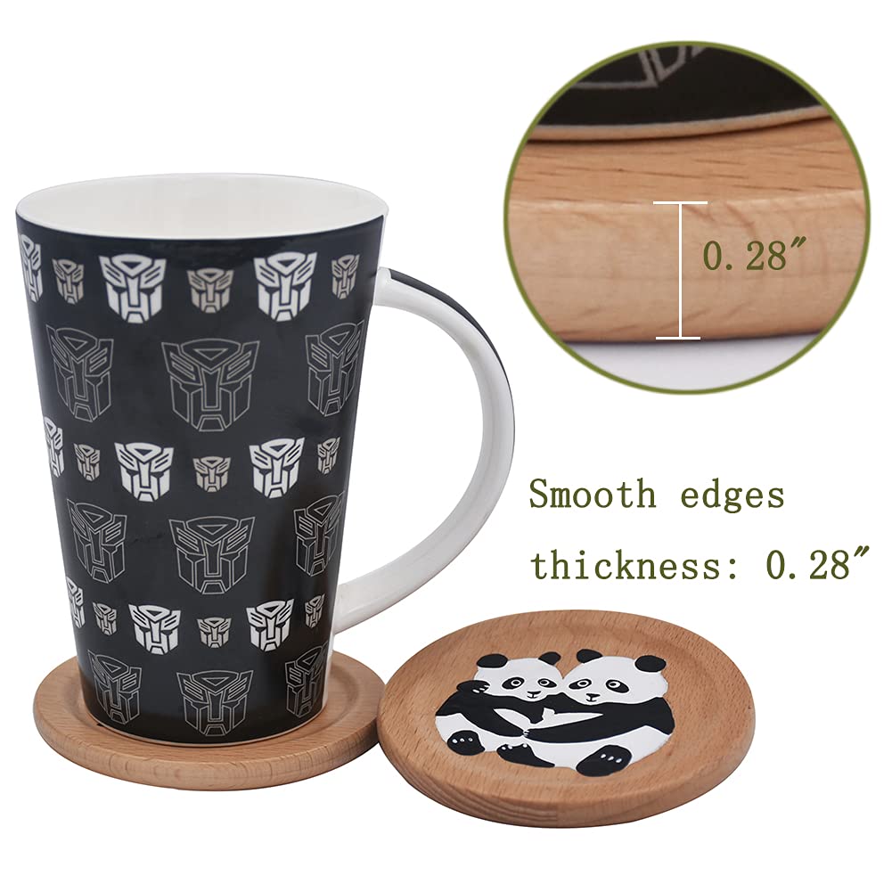 Txxma Natural Wood Funny Coasters For Drinks Cute Panda Insulation Coaster For Wooden Table Circle Solid Beech Coffee Cup Mat Se