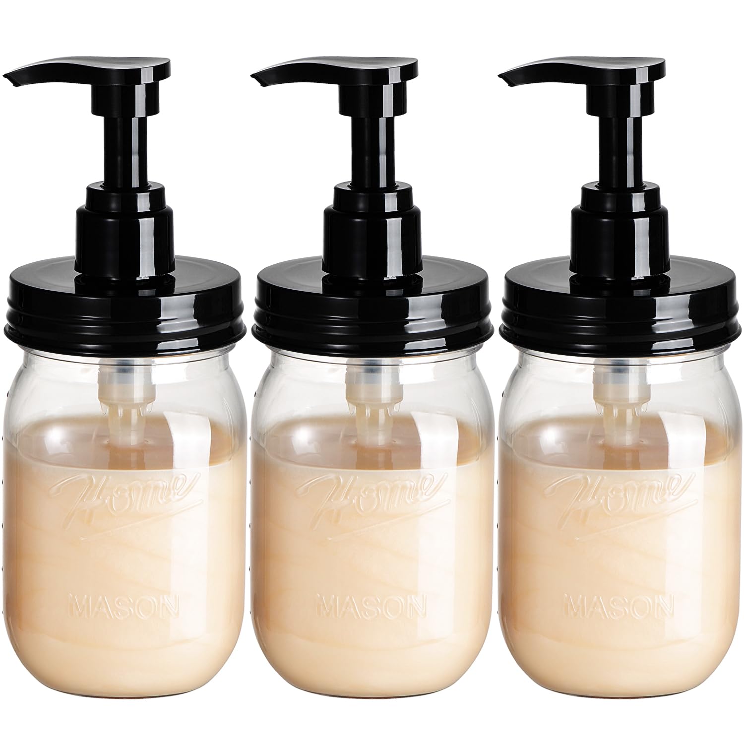 Amolliar Plastic Mason Jar Soap Dispenser With Pump Lid,16Oz Refillable Bpa-Free Hand Soap Dispenser Set With Cute Lables - Farm