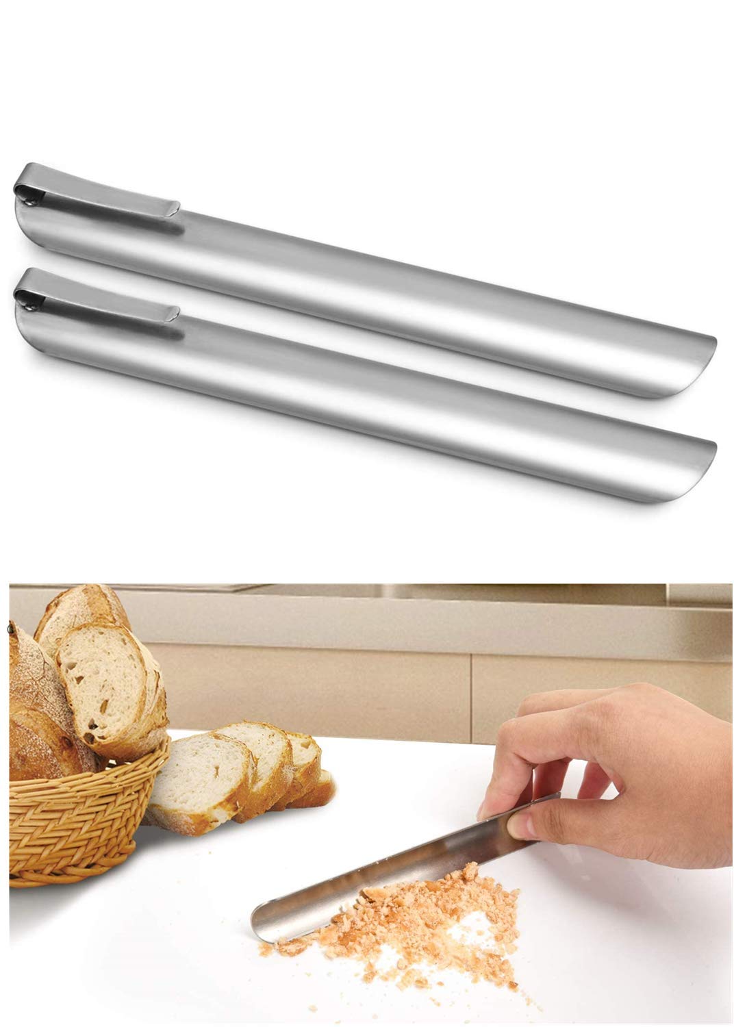 XILEWHZF Crumb Sweeper-Profession Crumb Sweepers for Tablecloths in Restaurants and Homes,Stainless Steel Crumb Scraper(2 PACK)