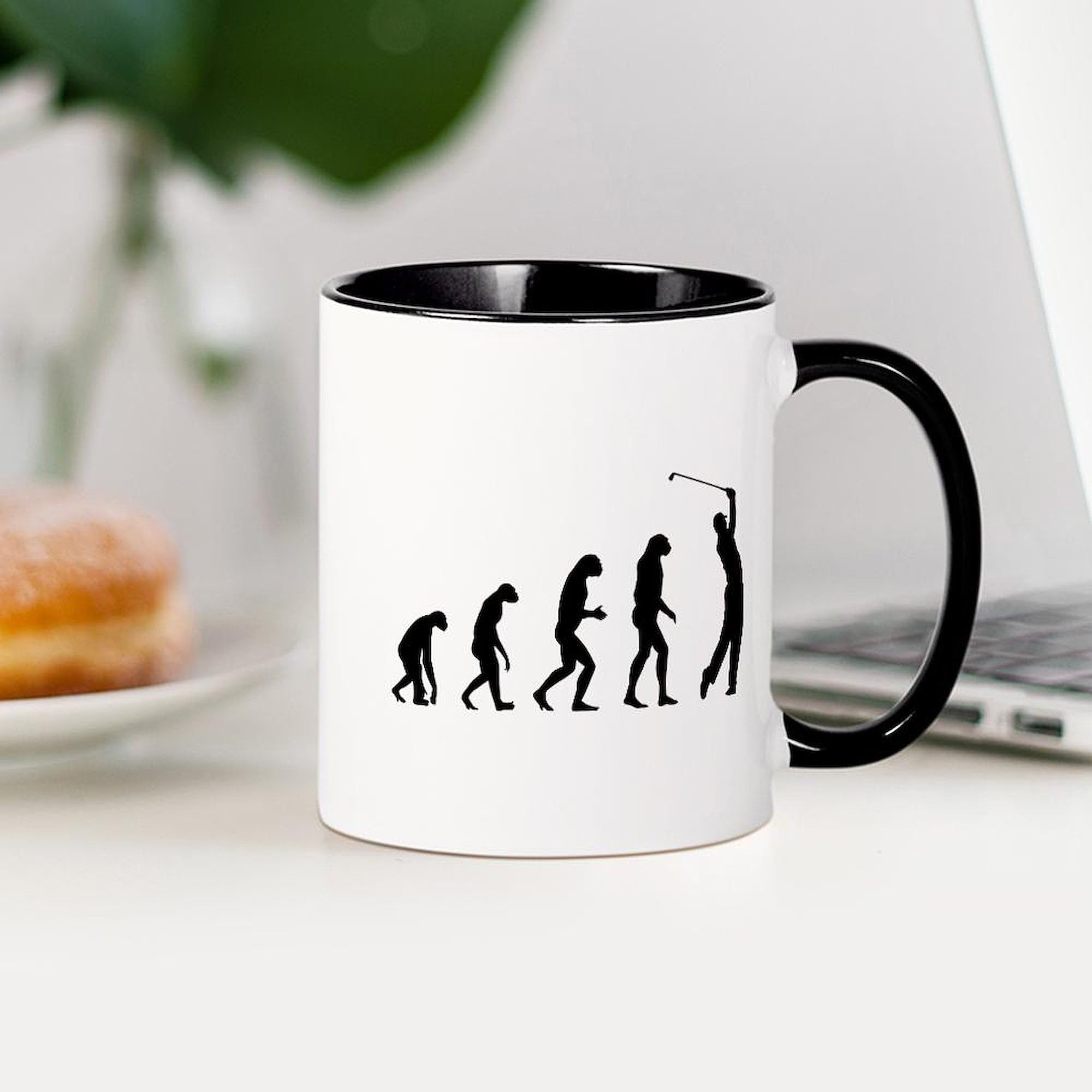 CafePress Evolution Golfing Mug 11 oz (325 ml) Ceramic Coffee Mug