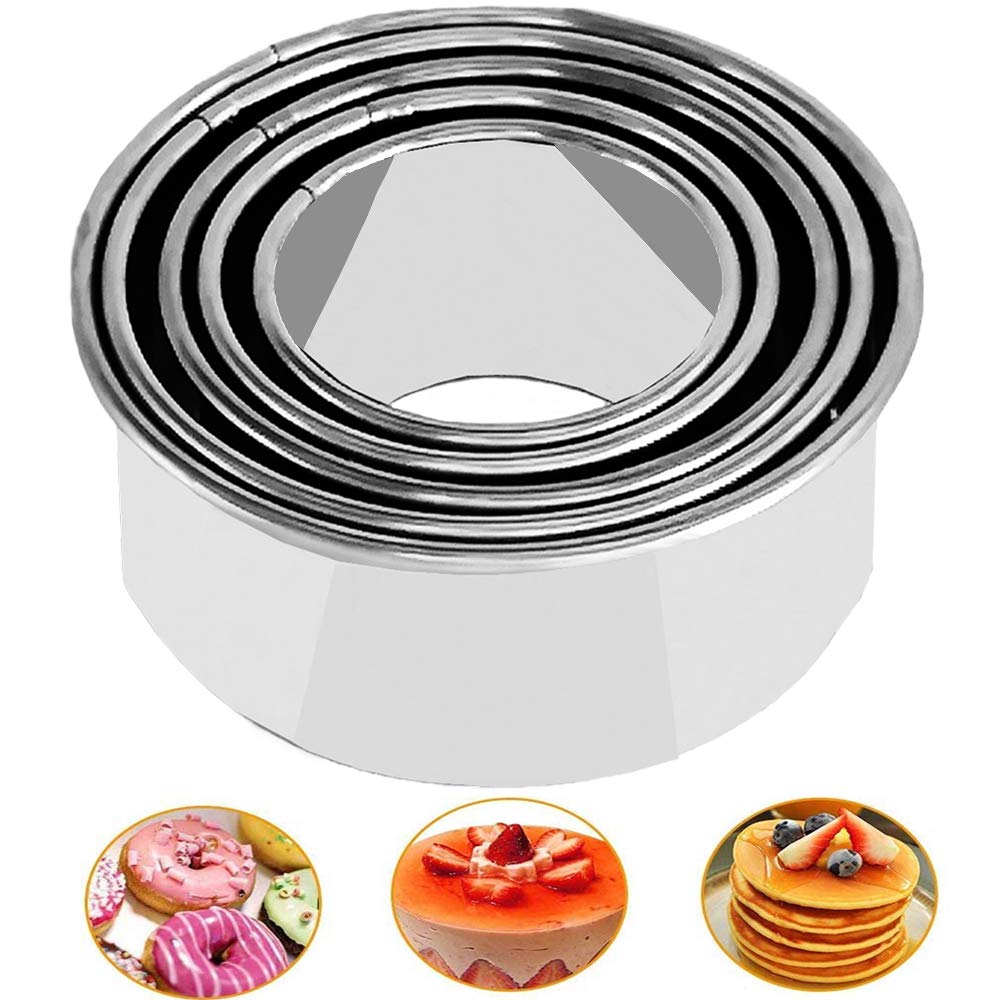5Pcs Cookie Cutters - Stainless Steel Biscuit Cutters/Dumpling Cutters/Cake Pastry Cutters/Cake Cookie Scone Cutters Molds Stamp