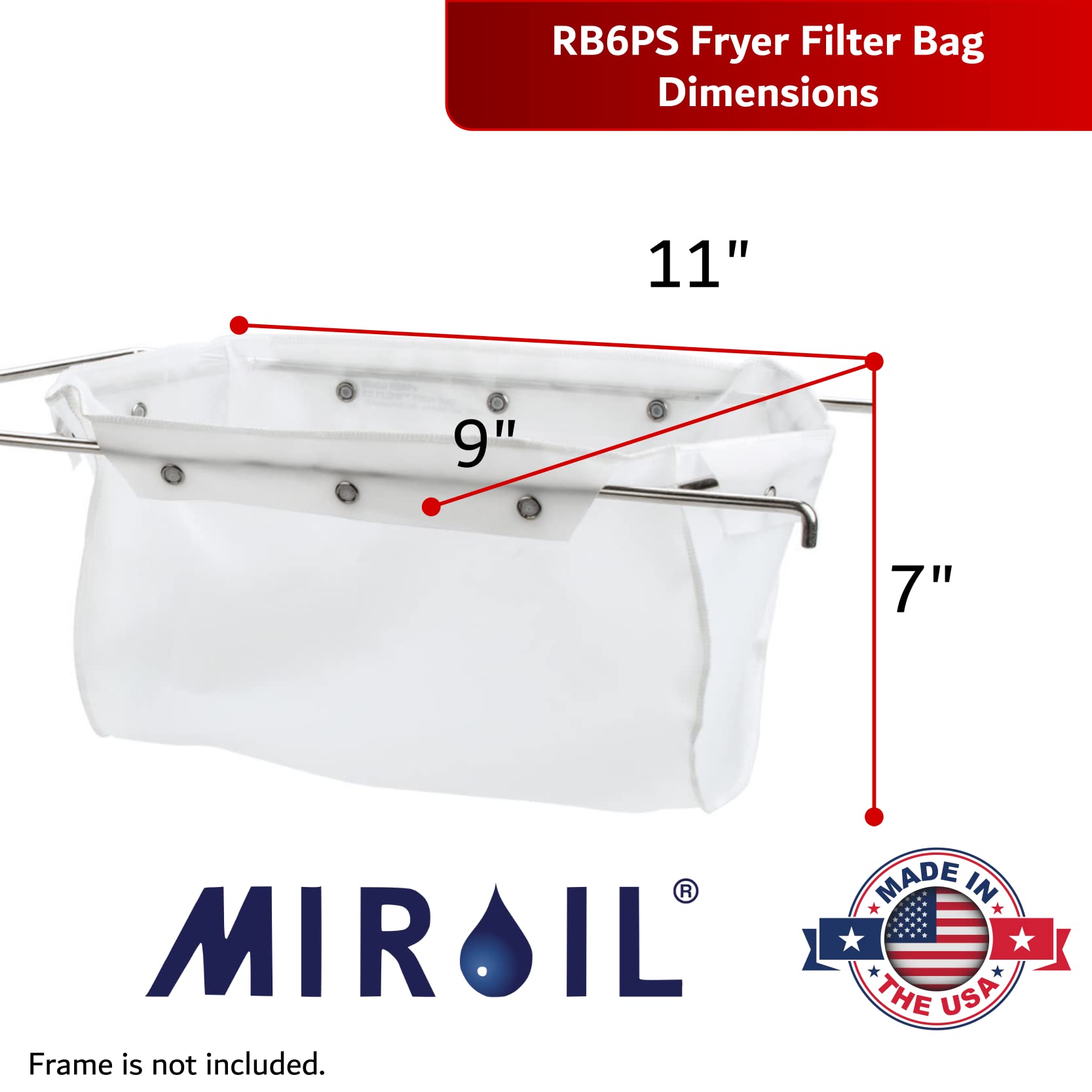 Miroil Rb6Ps Part 12852 Ez Flow Fryer Filter Bag, No Frame Included