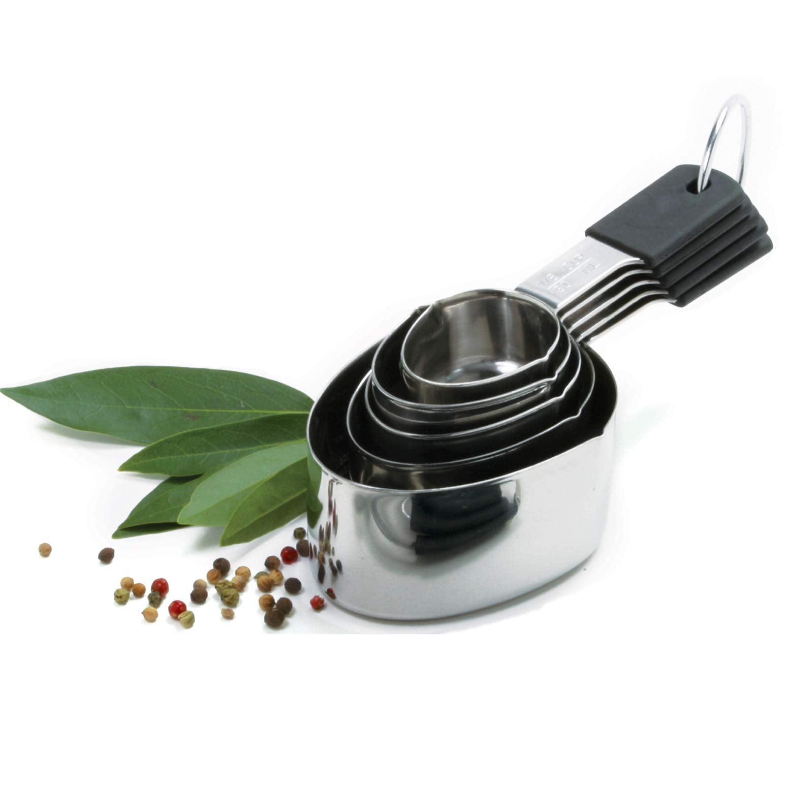 Norpro Grip-Ez Stainless Steel Measuring Cups, 5-Piece, Silver