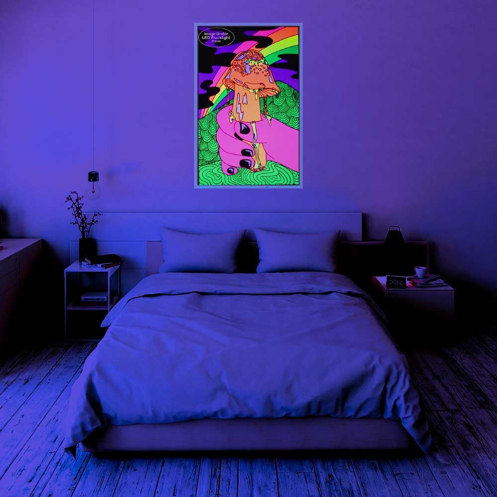 Sexy Mushroom (By Audrey Herbertson) Blacklight Poster - Authentic Blacklight-Reactive Flocked Material - 23'' X 35''