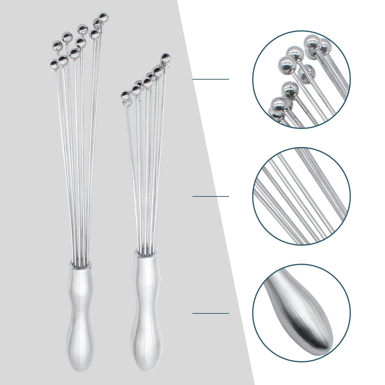 Hitefu 2Pcs Stainless Steel Ball Whisk, 10 Inch & 12 Inch Wire Egg Whisk, Manual Egg Beaters Mixer Whisk For Cooking Cream Sauce