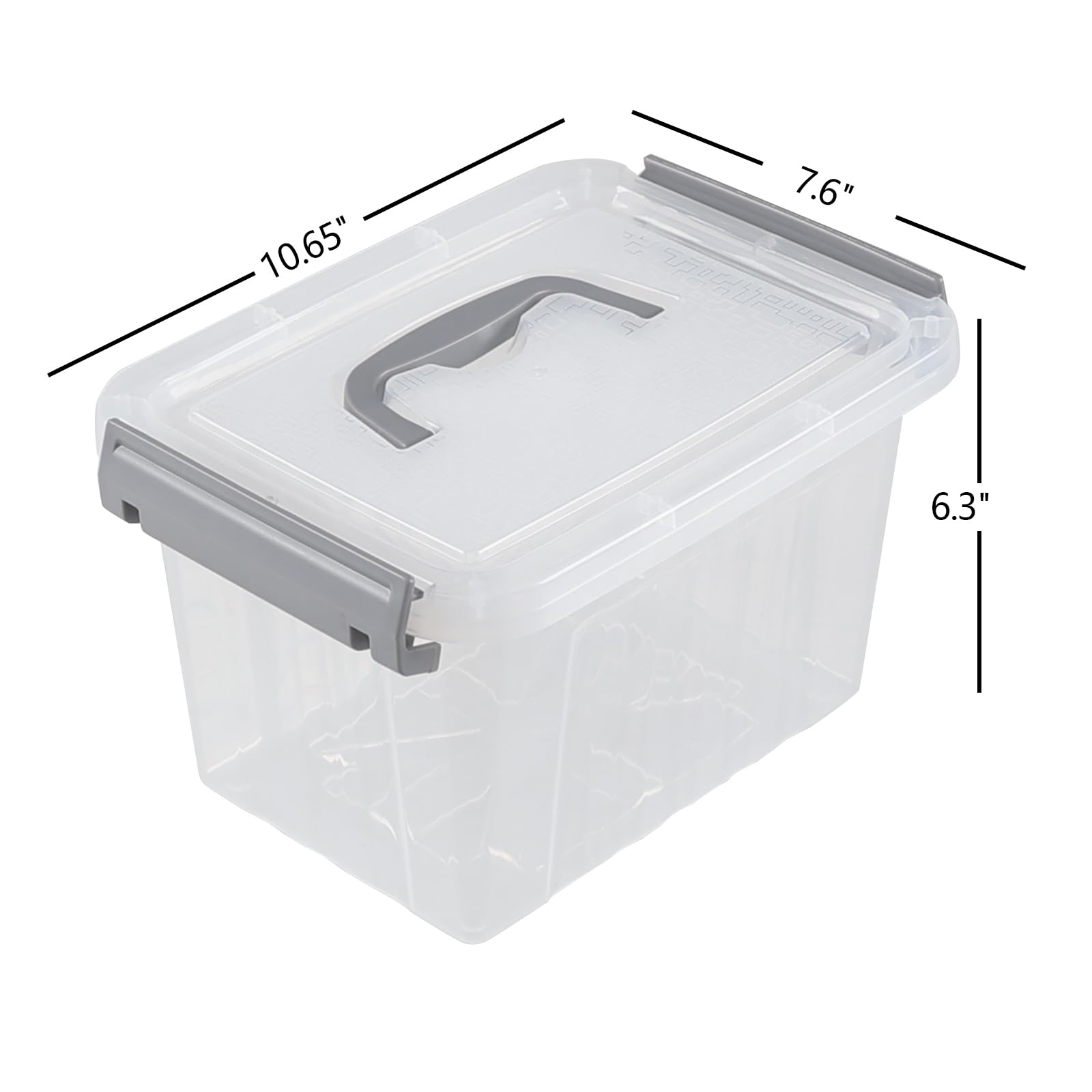 Waikhomes 6-Pack 6 Quart Plastic Storage Box, Small Latch Lidded Bin With Handle, Clear