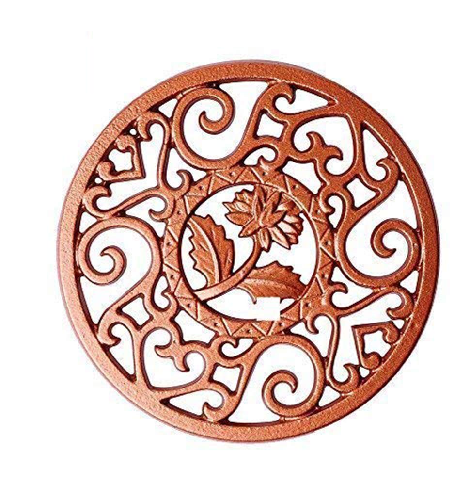 Beminh Cast Iron Trivet Decorative Mat- Heavy Duty Hot Pot Holder Pads, Placemat With Vintage Floral Pattern- For Kitchen Dining