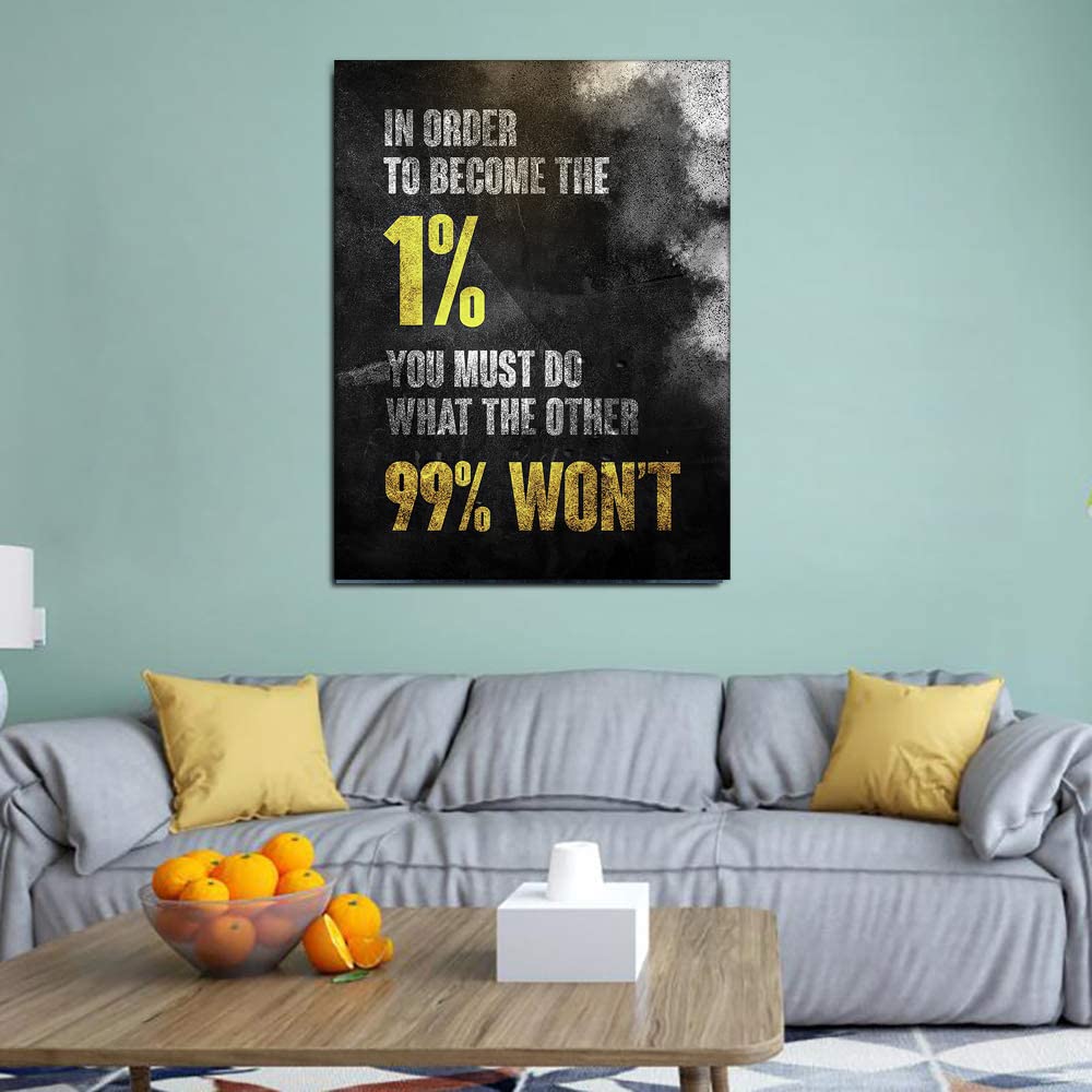 Kailefu-1% Entrepreneur Motivational Canvas Wall Art -Inspirational Wall Art Poster Quotes - Canvas Artwork Picture Print Framed