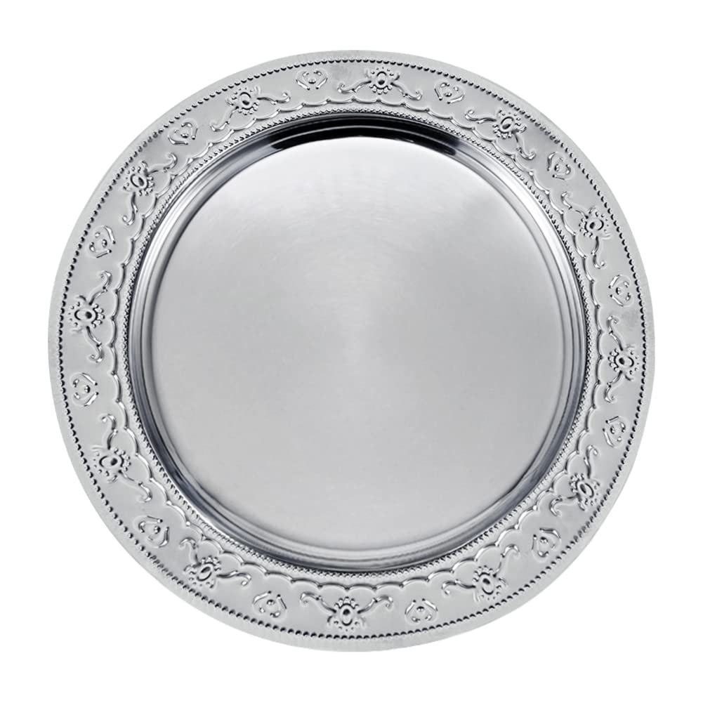 Brightalk 13-Inch Stainless Steel Charger Plates, 6Pcs Silver Dinner Plate Chargers Round Server Ware