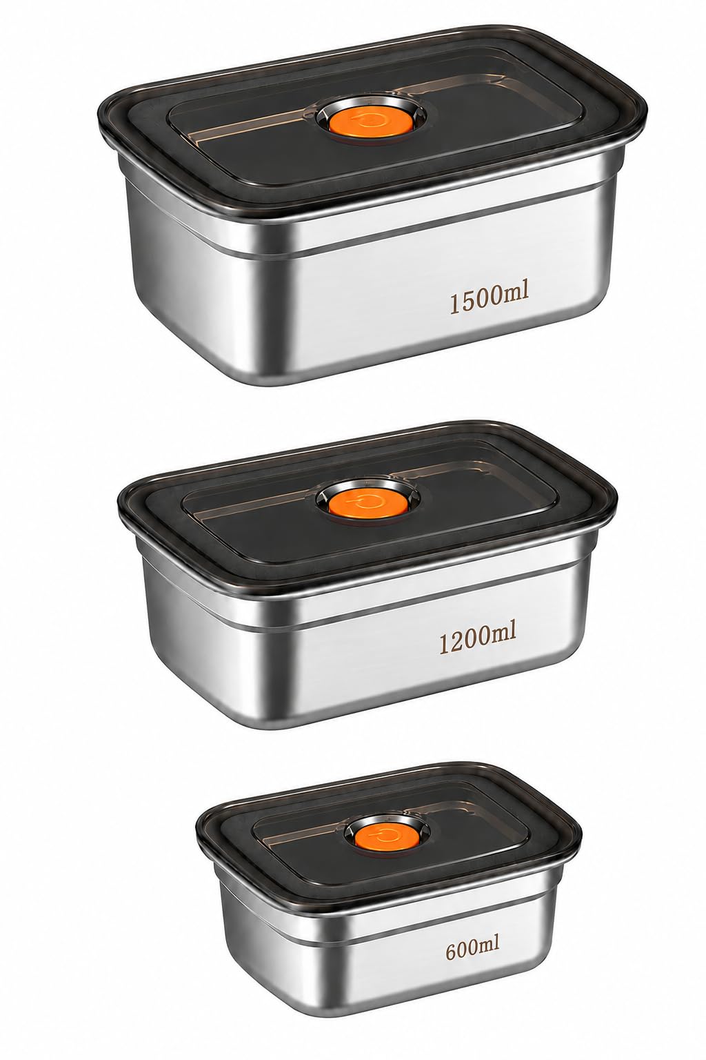 Zollyss 3Pcs Stainless Steel Food Storage Container Set With Vacuum Lid  Airtight & Leakproof Kitchen Organizer For Fridge, Fre