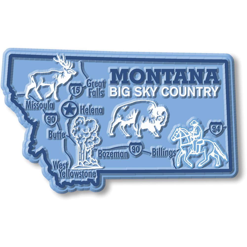 Montana Giant State Magnet By Classic Magnets, 3.9'' X 2.4'', Collectible Souvenirs Made In The Usa