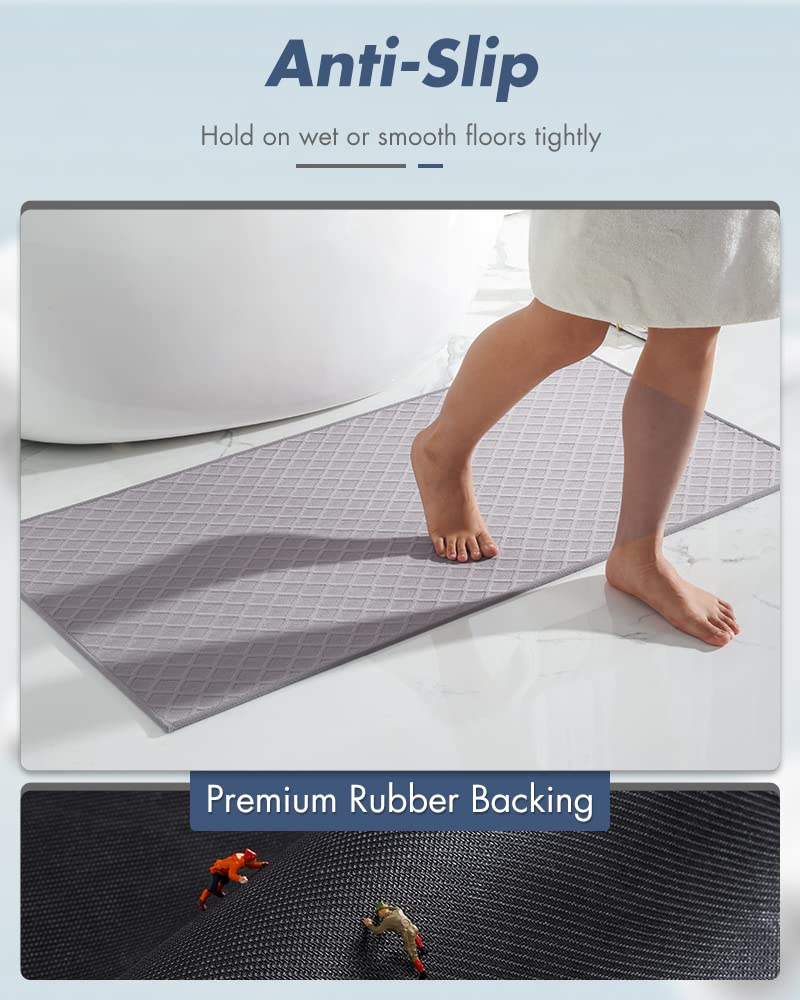 Amoami Bath-Mat,Ultra Thin Bathroom Rugs Runner,Rubber Backed Bath Mats For Bathroom Non Slip,Absorbent Bath Rug For Bathroom Fl