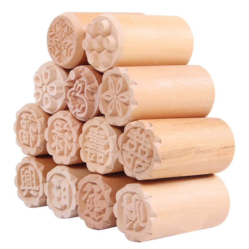 Xdodnev 5Pcs/Set Cake Mold Wood Dessert Seal Stamp Chinese Moon Cookie Baking Decorating