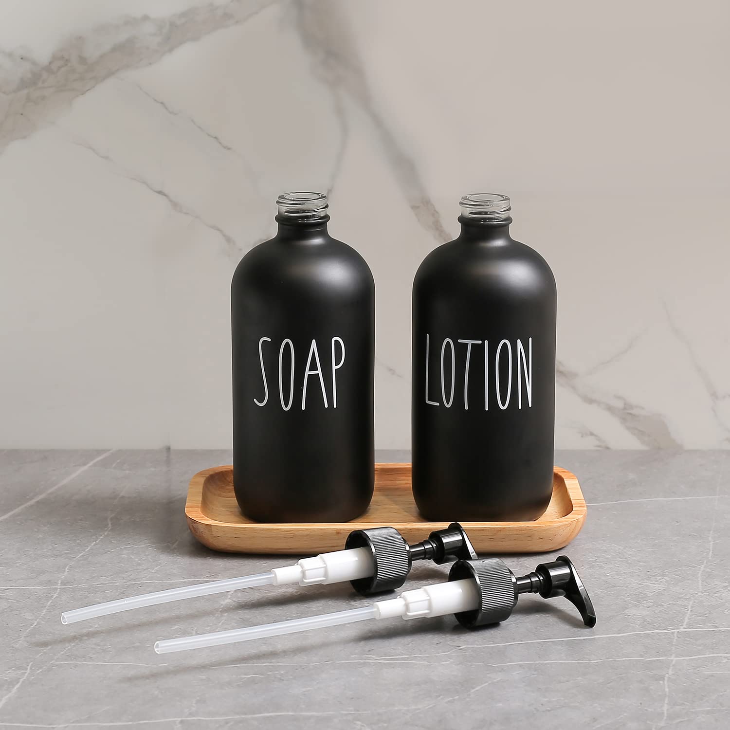 Momeemo Matte Black Soap Dispenser Bathroom Set, Contains Hand Soap Dispenser And Lotion Dispenser. Bathroom Soap Dispenser Set
