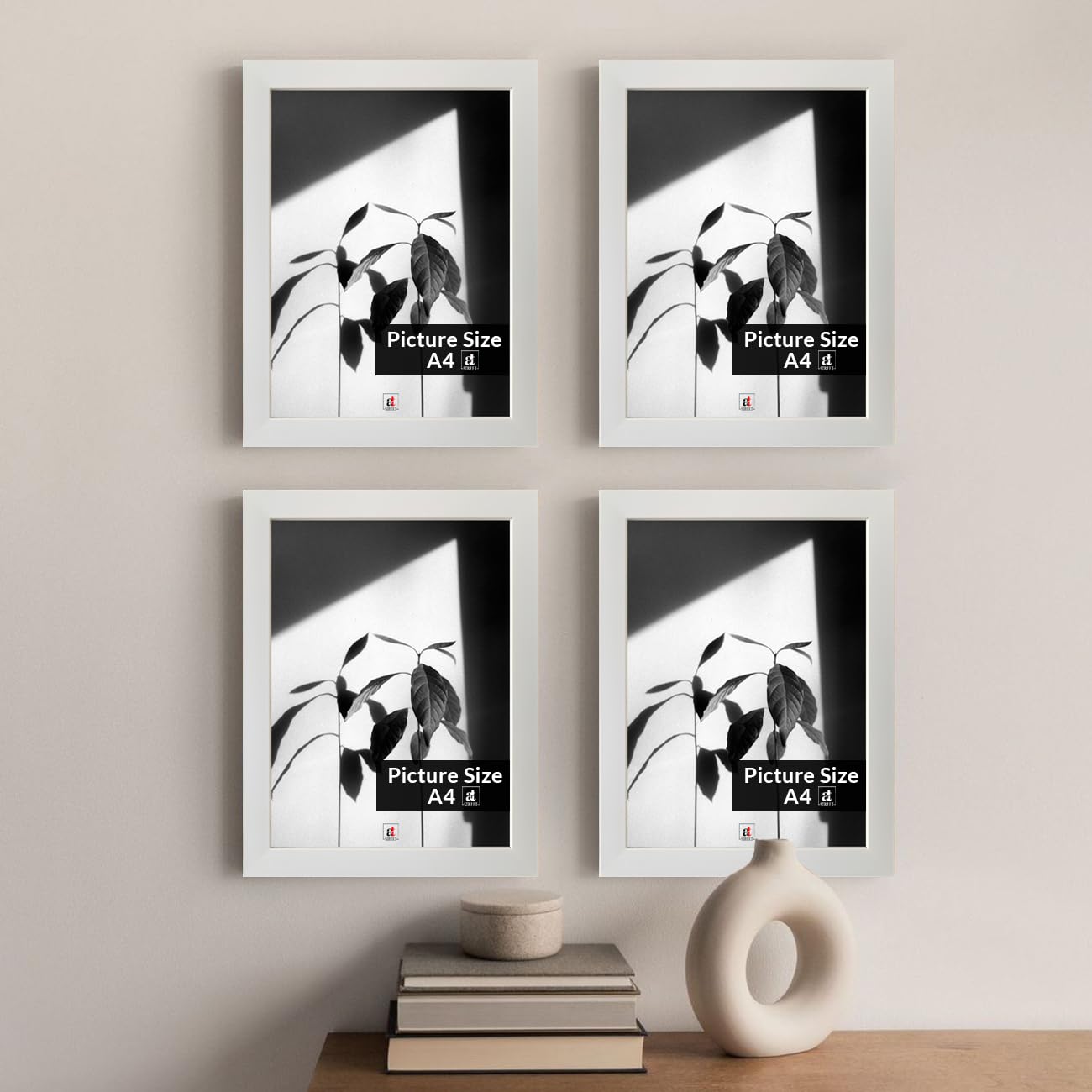 Art Street A4 Size Certificate, Document Photo Frames Set Of 4 For Home Decoration, Living Room, Office Decoration (Silver, Size