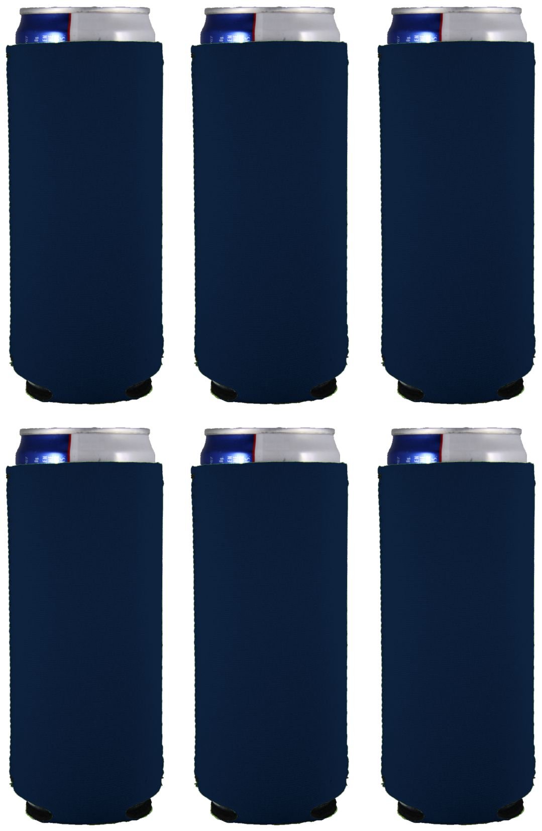 Blank Neoprene Slim Can Coolie (6 Pack, Navy Blue)