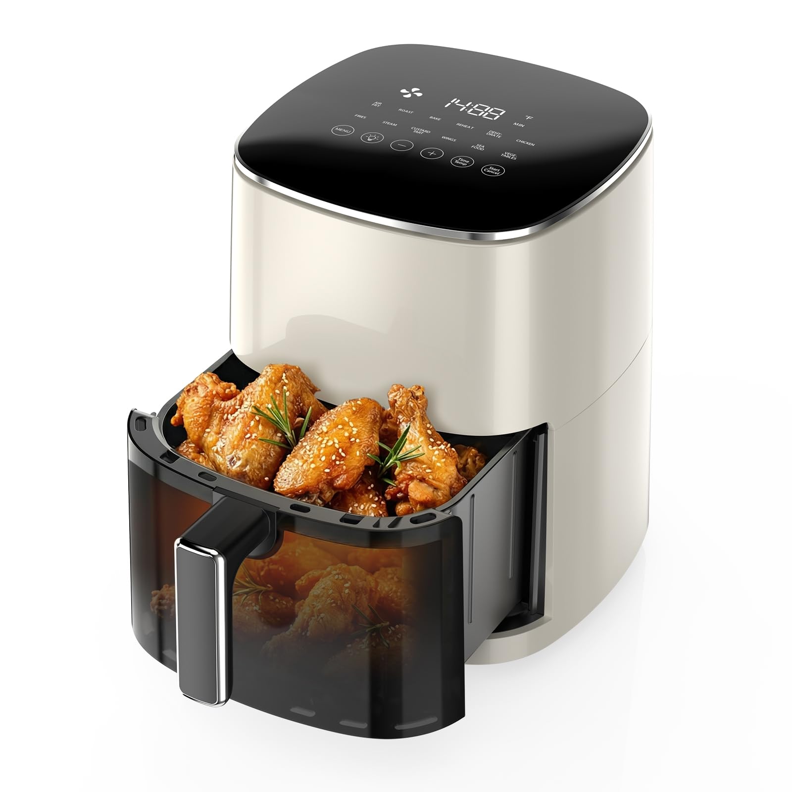 OLIXIS Air Fryer 6 Quart with Window Square Airfryer 12-in-1 Air Frys, Roast, Reheat, Dehydrate, Bake, Steam, Fries, Custard, Ch