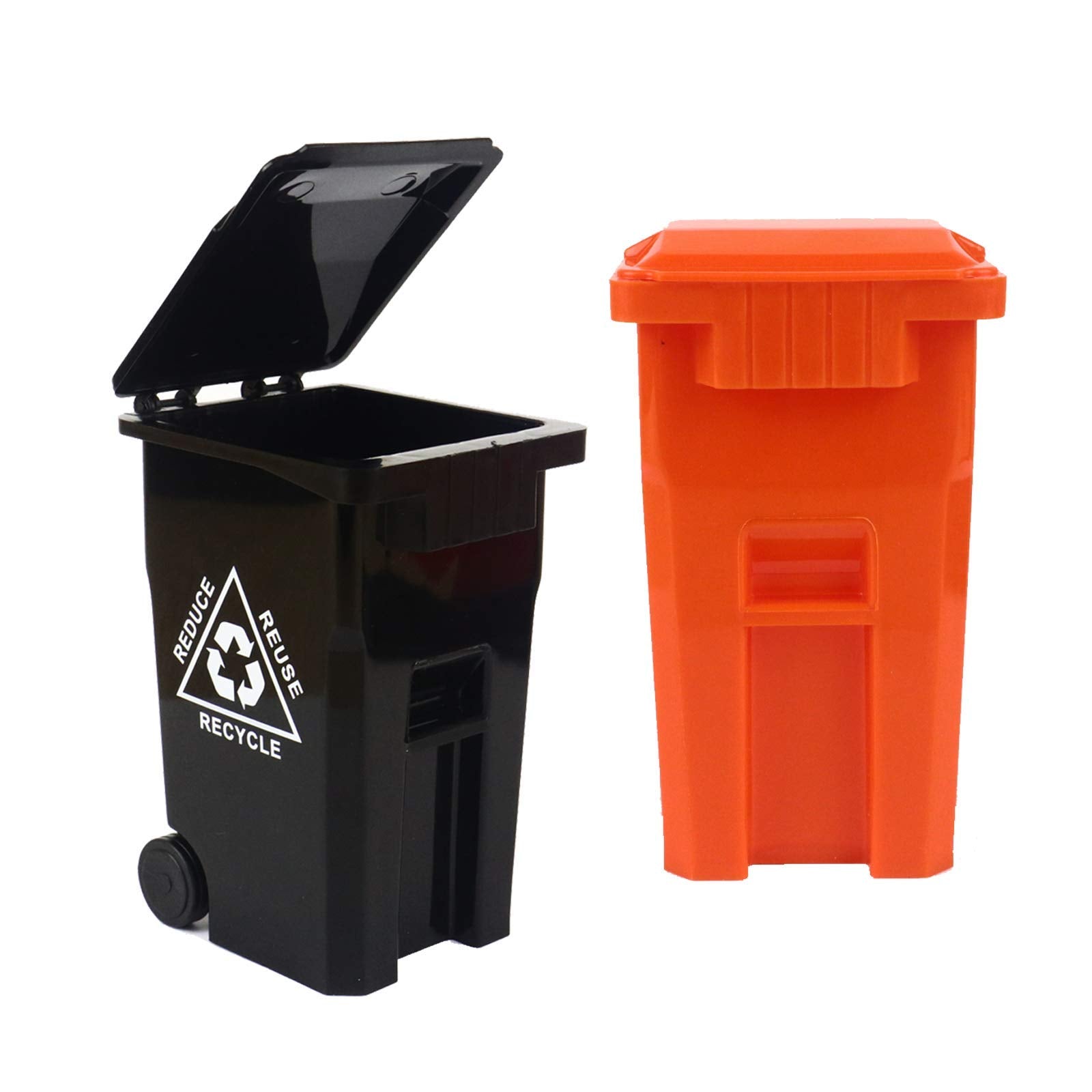 Wiosi Mini Garbage Trash Pen Holder For Desk And Tiny Recycle Bin Pencil Holder Black & Orange, Pack Of 2 - Storage For Pencil &