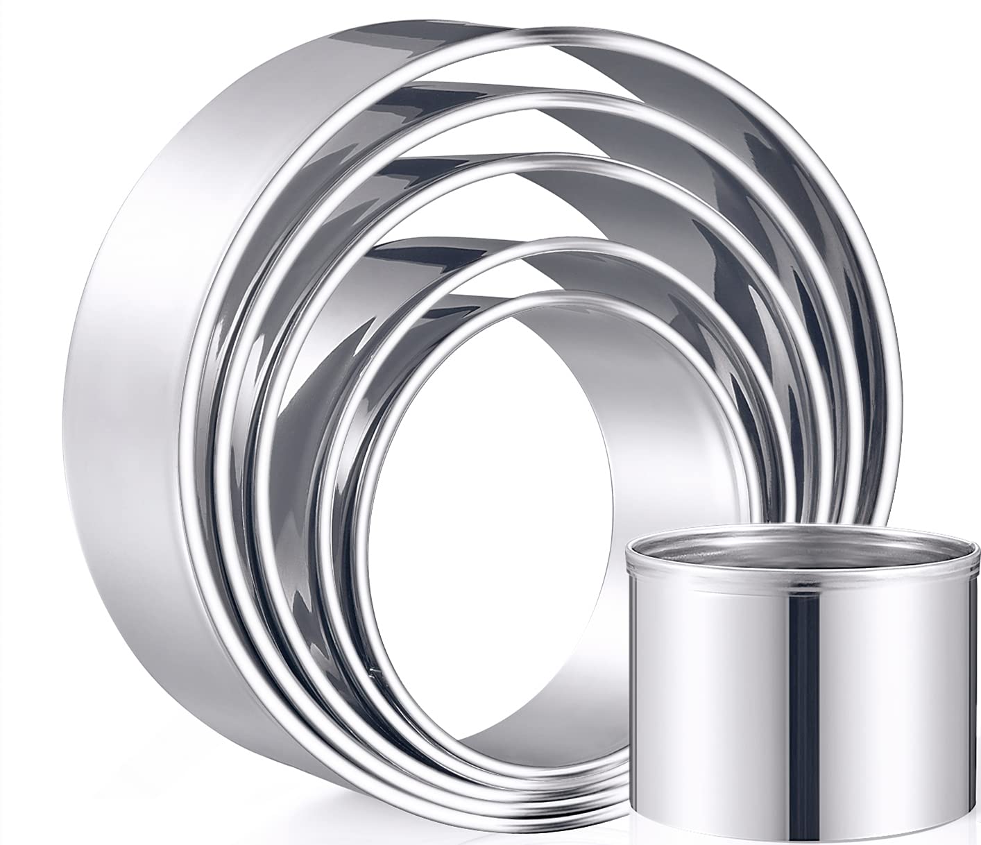 6 Pieces Round Cookie Cutters Set Circle Pastry Biscuit Cutters Stainless Steel Dumpling Cutters Cake Pastry Donut Cutters Molds