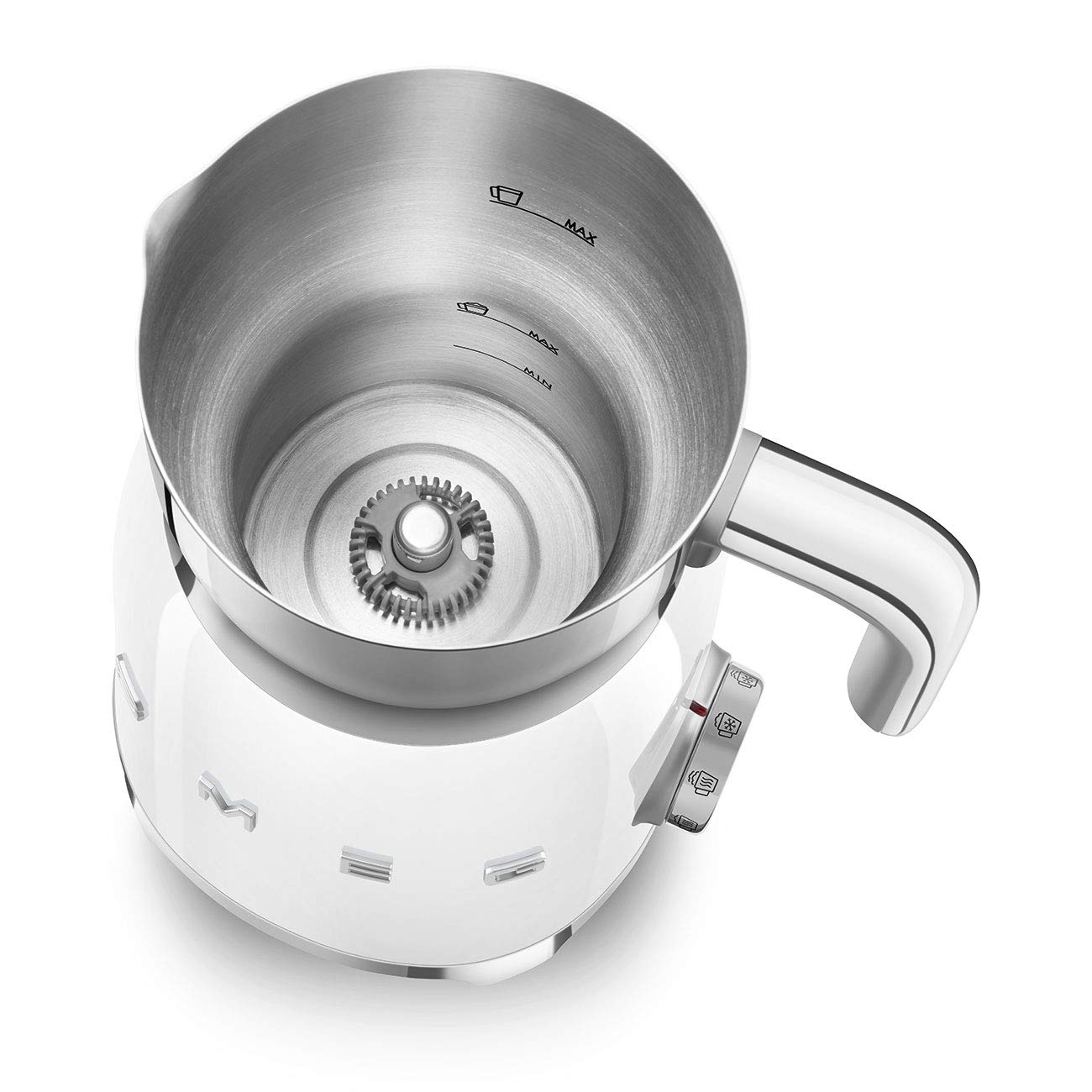 Smeg Retro 50'S Style Milk Frother With 2 Disks 6 Preset Programs Hot Or Cold Frothing And Induction Heating (White)