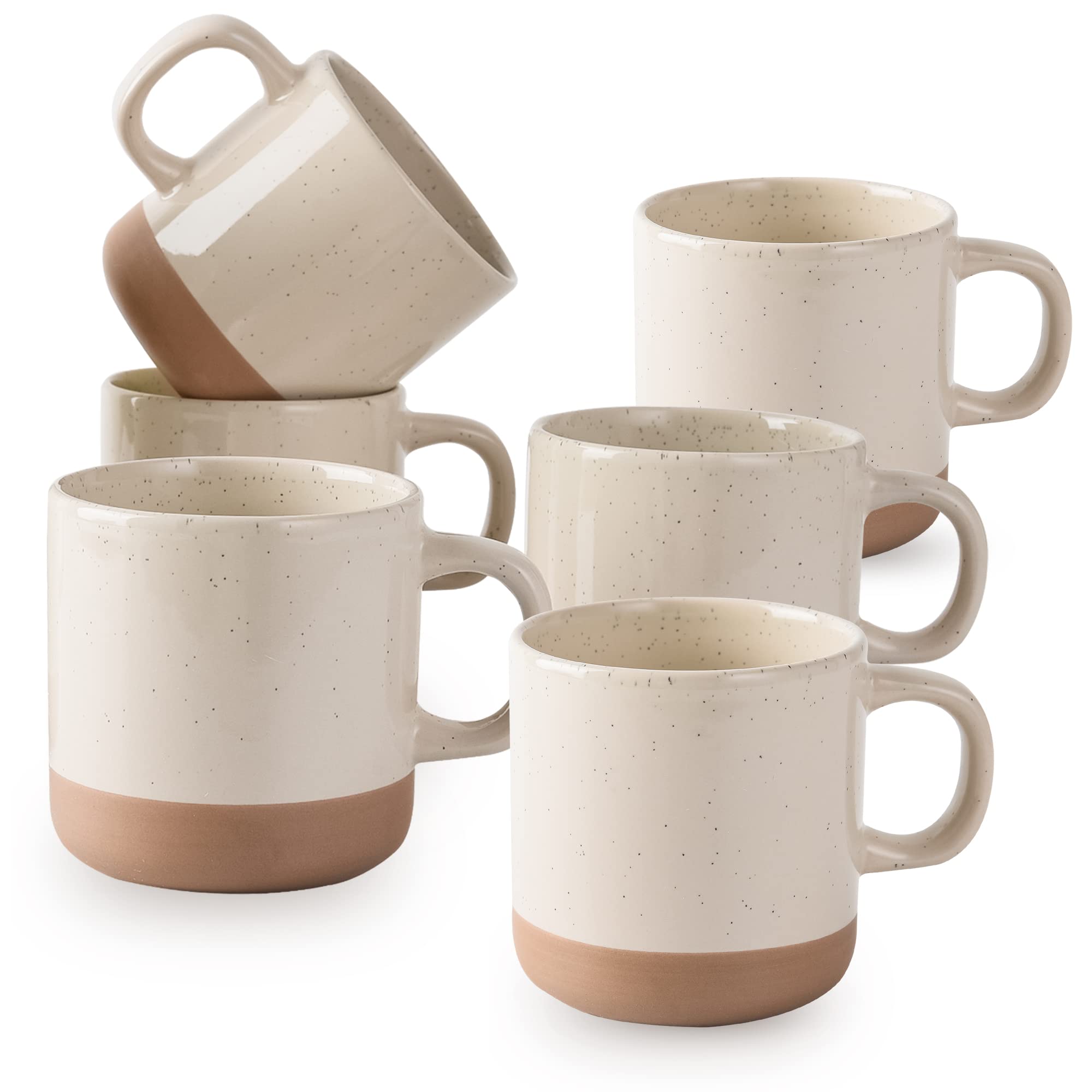 Bycnzb 12Oz Coffee Mug Set For 6, Tea Cups With Handle For Coffee, Tea, Cocoa, Milk (Cream)