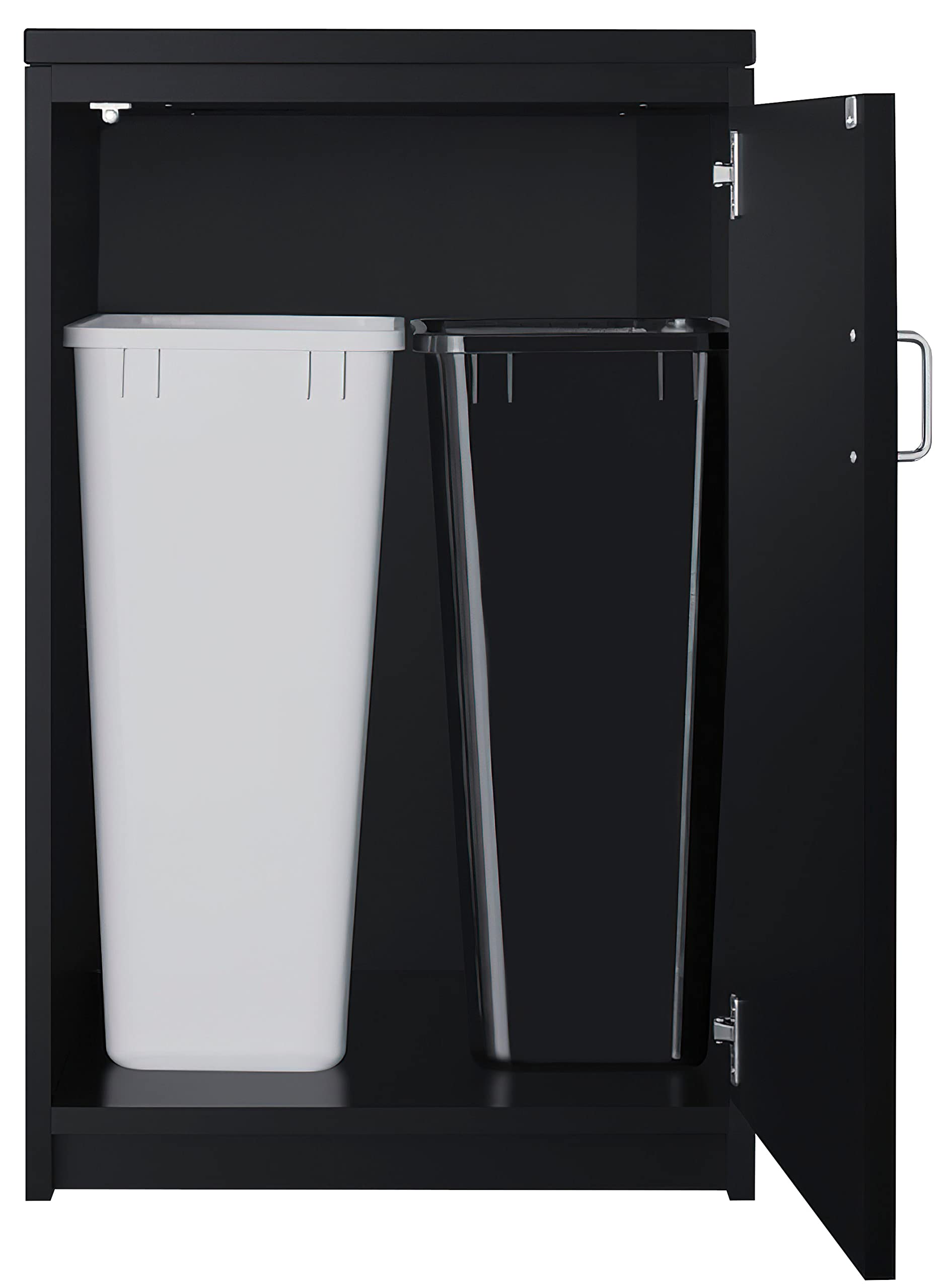 Trash cabinet with two bins included  ships fully assembled