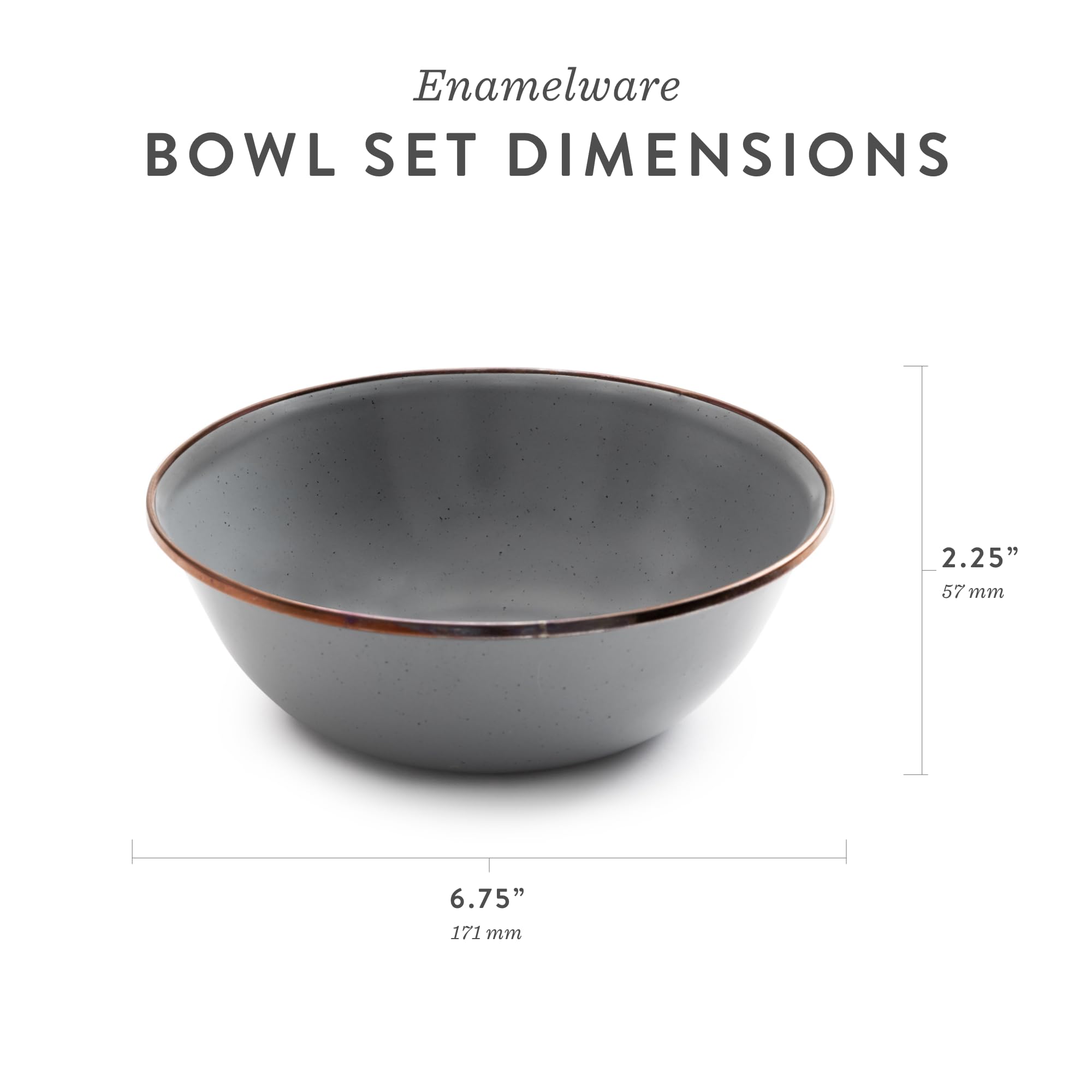 Barebones Enamel Bowl Set - Dish Set Of 2 Bowls - Enamelware Set For Camping And Everyday Use (Charcoal)