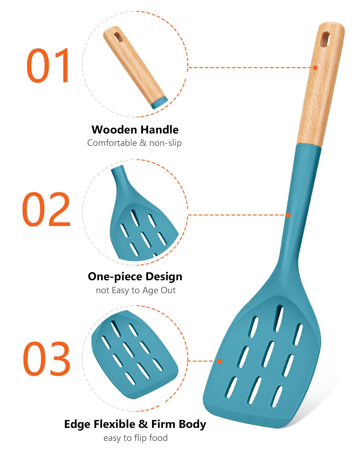 Pack Of 2 Silicone Spatula, Non Stick Cooking Utensil Set Wooden Handle Kitchen Turner For Baking Mixing Grilling Serving Food H