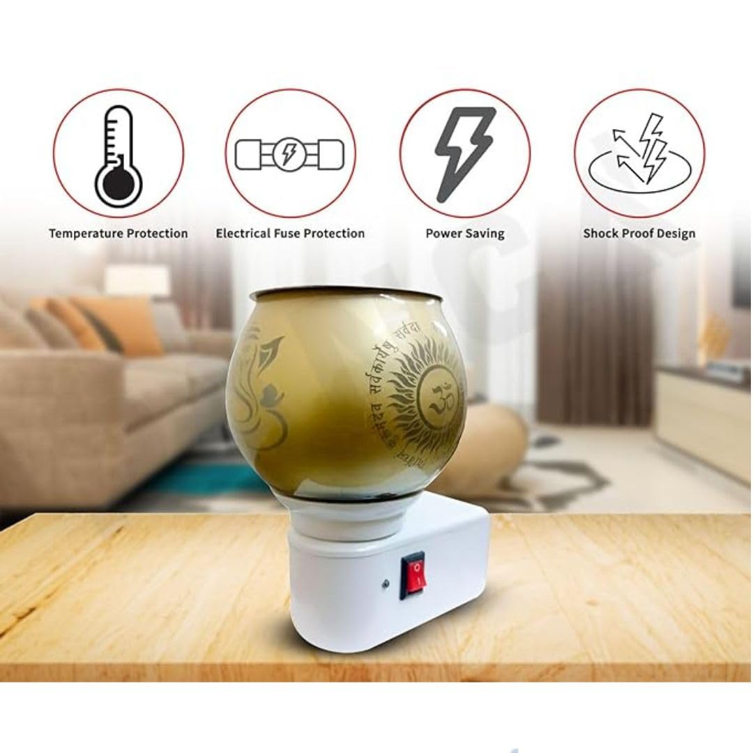 Orzinpro Ceramic Electric Kapoor Dani | Ganesh Ji Om Electic Camphor Burner | Multipurpose Incense Aroma Dhoop Dani | Camphor Bu
