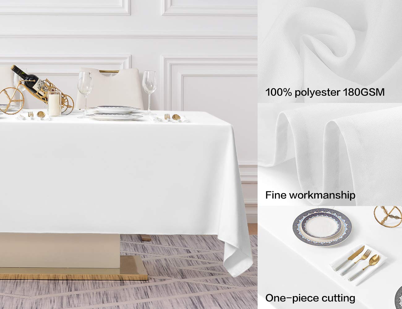 Surmente 60 X 102-Inch Tablecloth Rectangular Polyester Table Cloths For Weddings, Banquets, Or Restaurants (White2 Pack)Aa