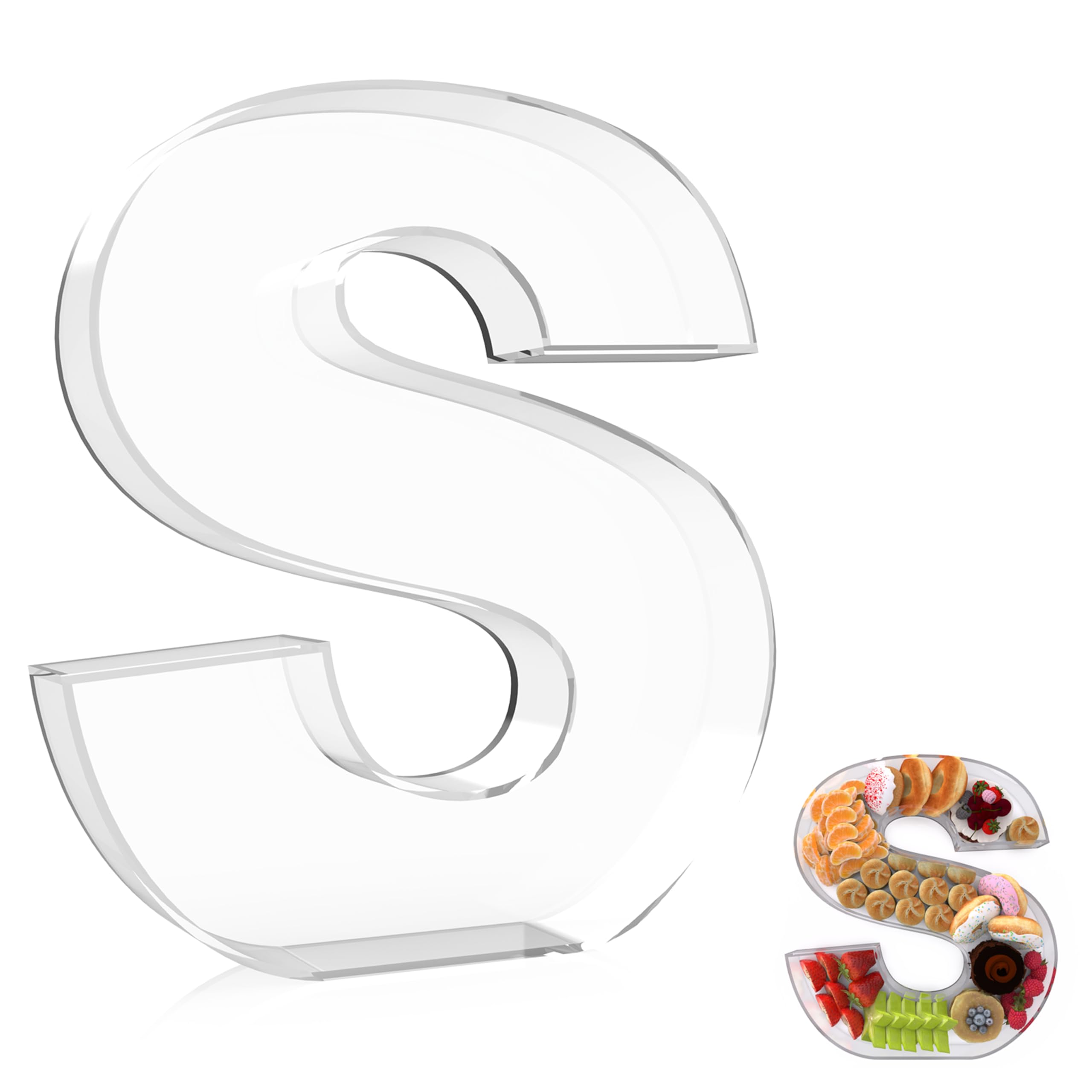 13.8 Extra Large Acrylic Letter Charcuterie Board Box, Reusable Fillable Letter Cake Candy Dish Display Serving Tray for Birthda