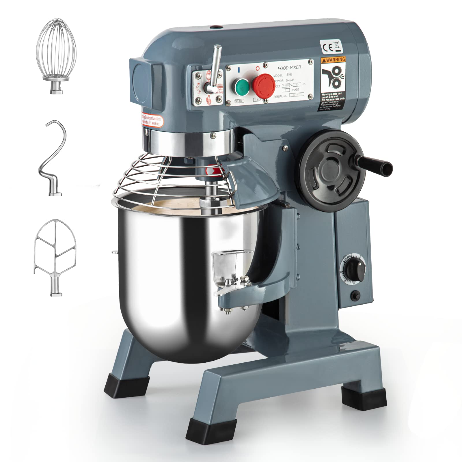 Commercial Food Mixer 15QT 600W 110V 3 Speeds Adjustable, Stand Mixer Dough Kneading Machine with Stainless Steel Bowl Dough Hoo