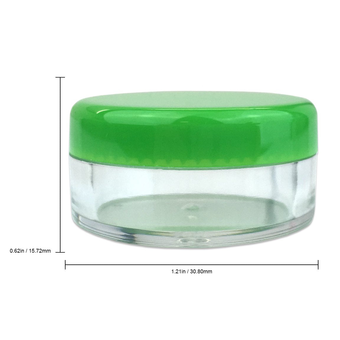 (Quantity: 50 Pieces) Beauticom 5G/5Ml Round Clear Jars With Green Lids For Scrubs, Oils, Toner, Salves, Creams, Lotions, Makeup
