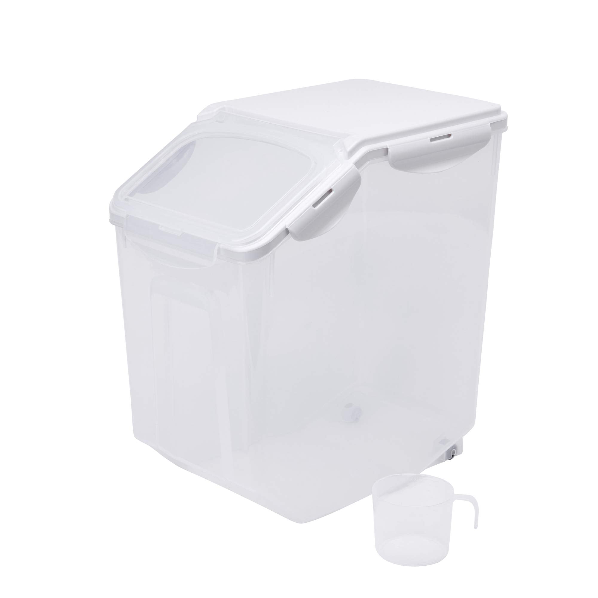 HANAMYA 15 Liter / 30 lbs Rice Storage Container with Measuring Cup, BPA free, For Rice | Grain | Pet Food | Flour, 1 count, Cle