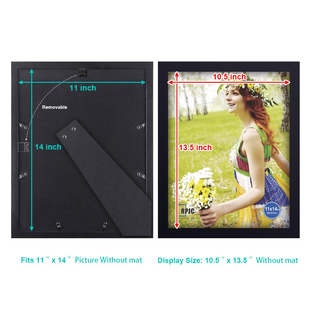 RPJC 11x14 inch Picture Frame Made of Solid Wood and High Definition Glass Display Pictures for Wall Mounting Photo Frame with S