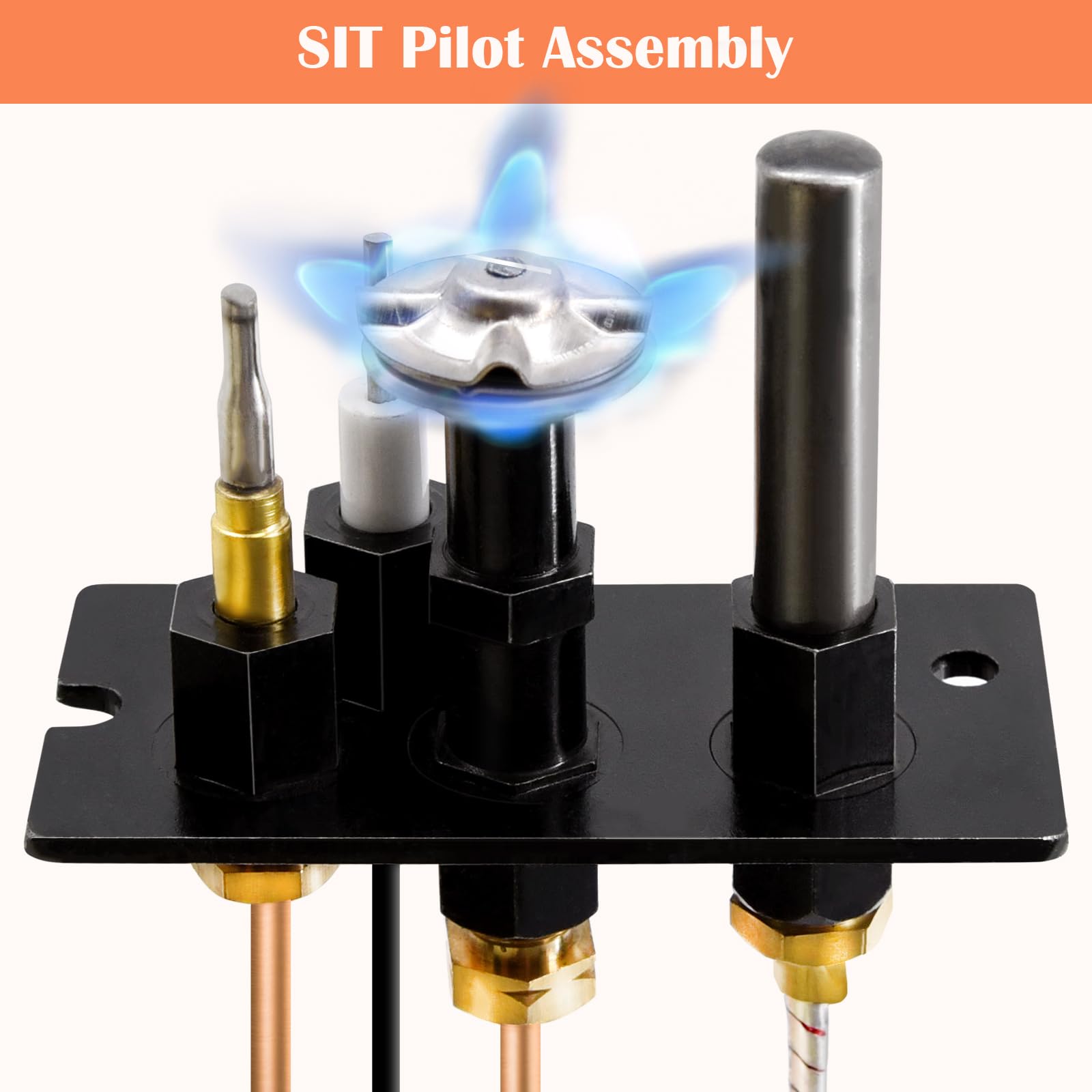 Hiorucet 10002264 Natural Gas 3 Way Pilot Assembly Kits For Hht, Majestic, Monessen, Temco, And Vermont Castings Fireplaces, Srv