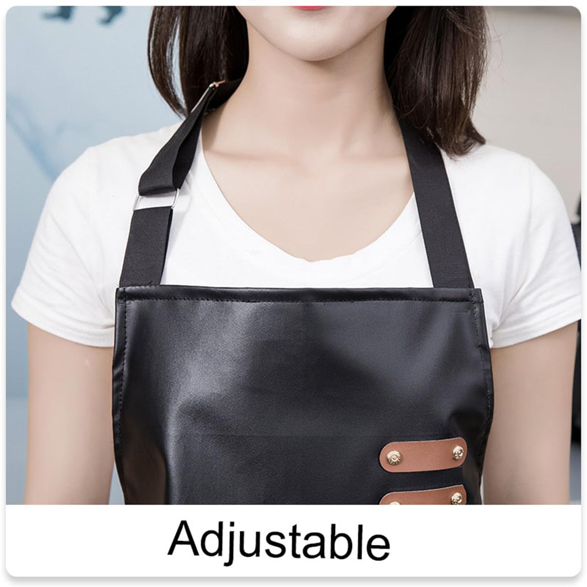 Gembityful Waterproof Apron 2 Pack Large Pocket Pu Material Waterproof Oil-Proof And Dust-Proof Apron Black And Red