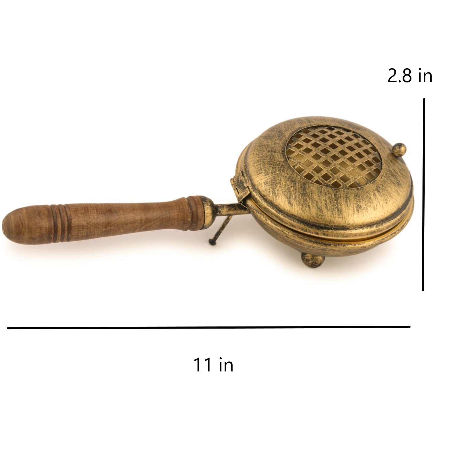 Servdharm Dhoop Dani Dhuni Loban Burner, Diameter 4.3(Metal, Round, Gold)