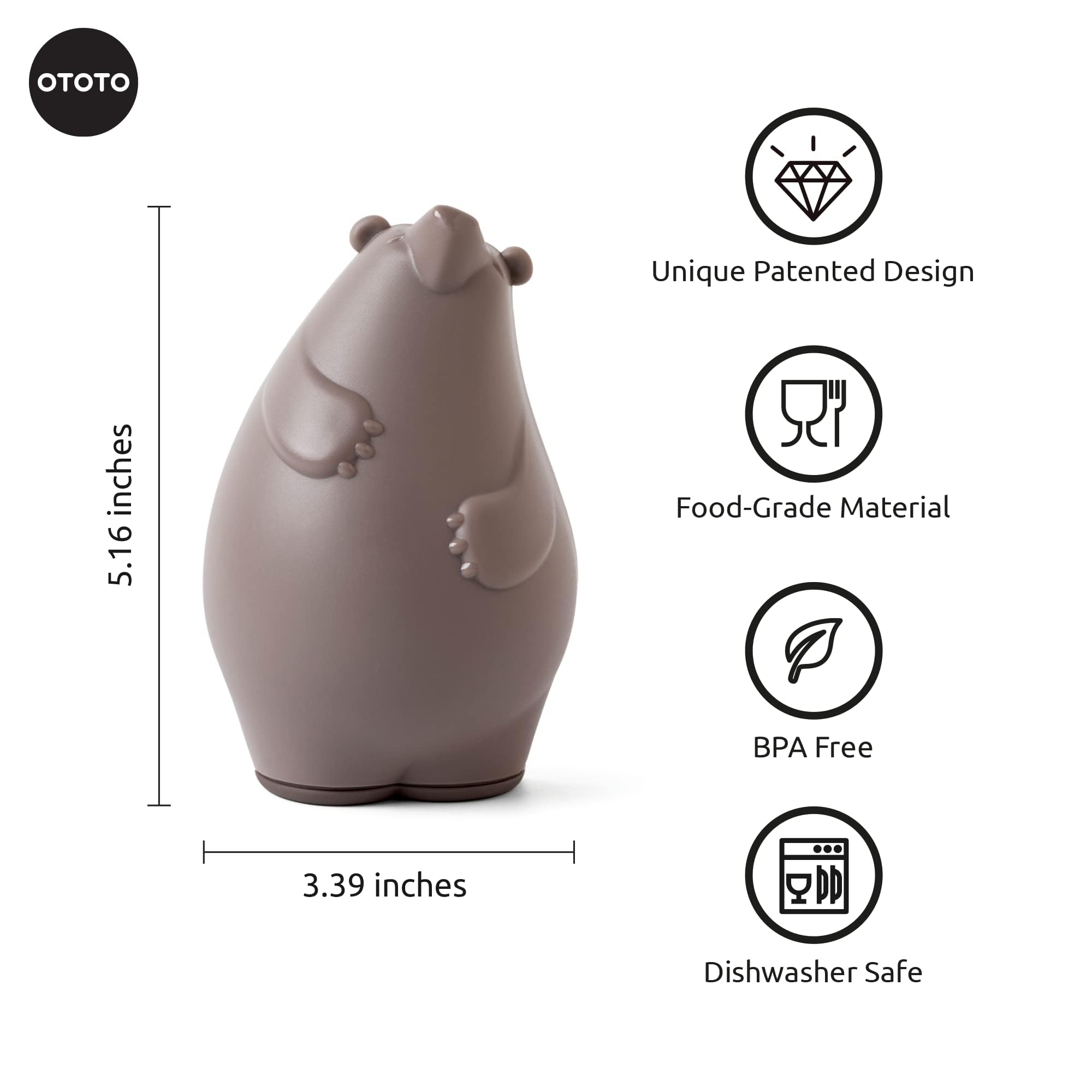 Ototo Barry The Bear Box Cheese Grater - Compact Stainless Steel Grater, Kitchen Grater, Cheese Shredder, Vegetable Grater, Food