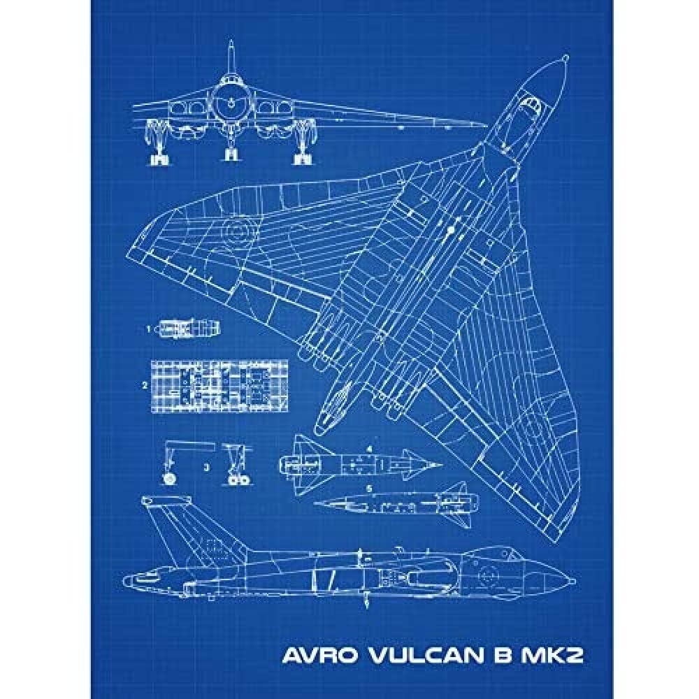 Artery8 Avro Vulcan Strategic Bomber Aircraft Blueprint Plan Unframed Wall Art Print Poster Home Decor Premium