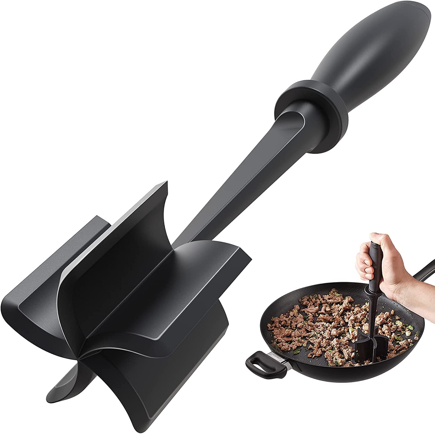 Meat Chopper For Hamburger, Premium Heat Resistant Masher And Smasher For Ground Beef, Ground Turkey And More, Nylon Ground Beef