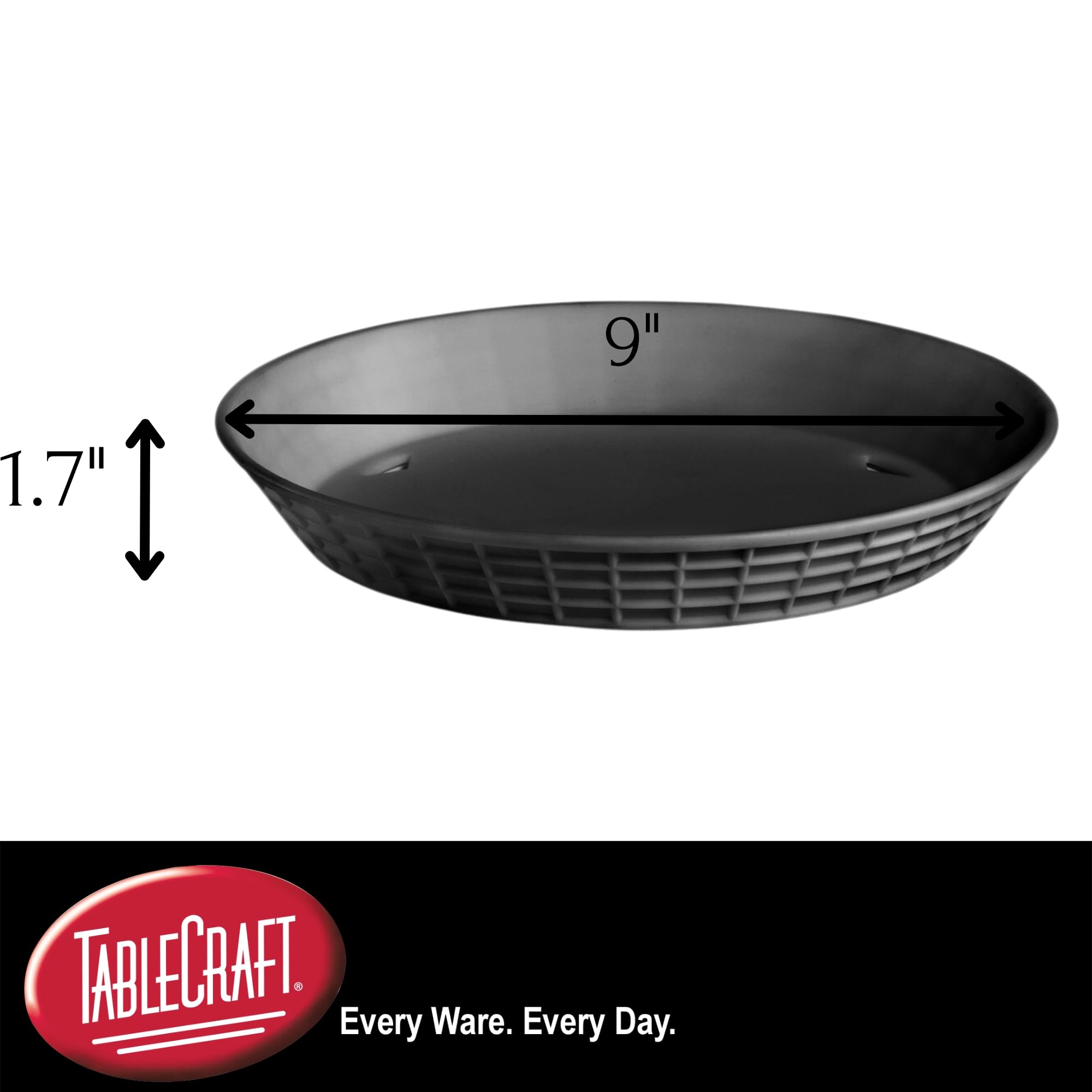Tablecraft Products 15759Bk 9'' Round Diner Platter W Base, Plypropylene, Black, Medium (Pack Of 12)