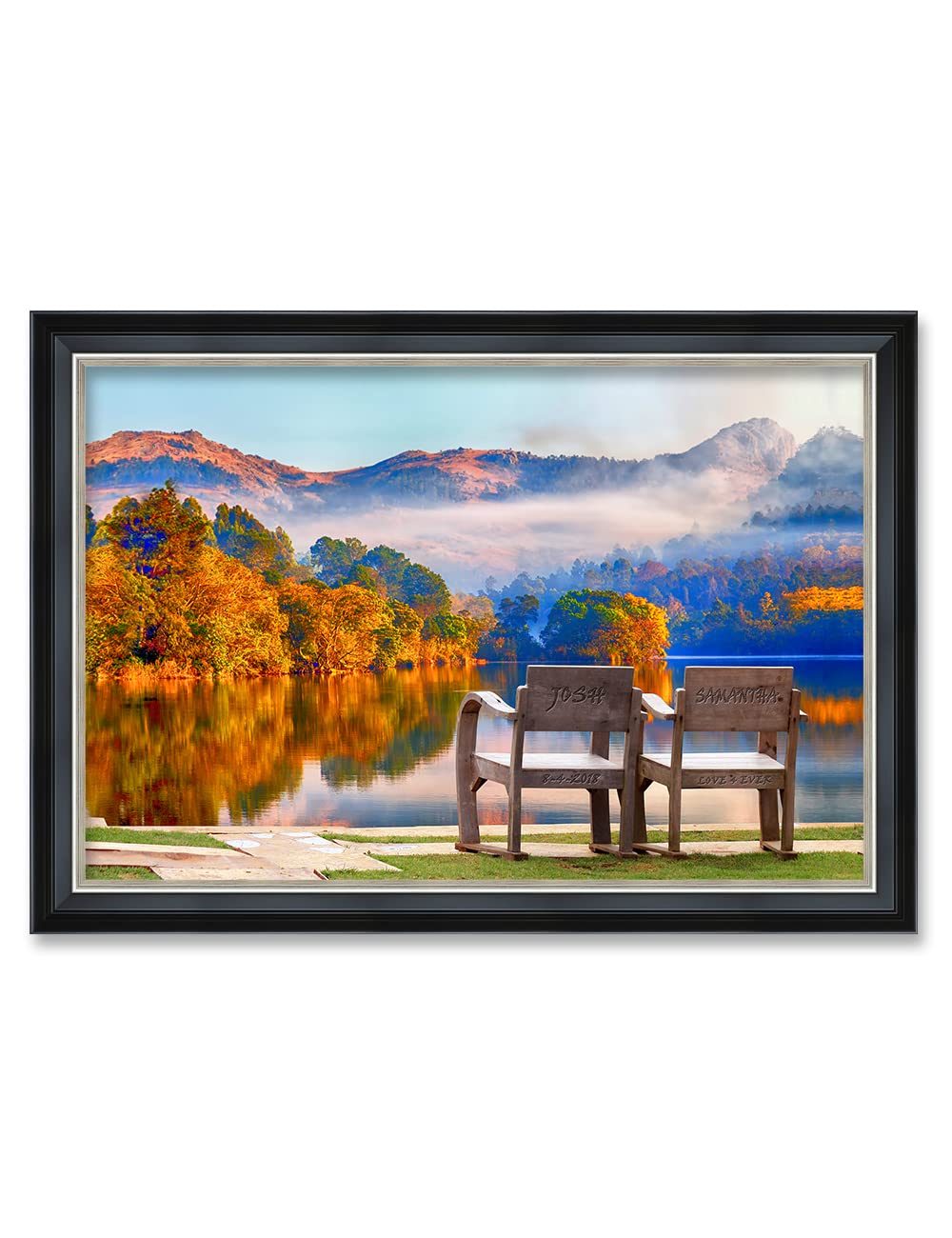 Ipic - Grow Old Together, Personalized Ideal Gift Custom Framed Wall Art With Names And Date, Giclee Prints With Solid Wood Fram