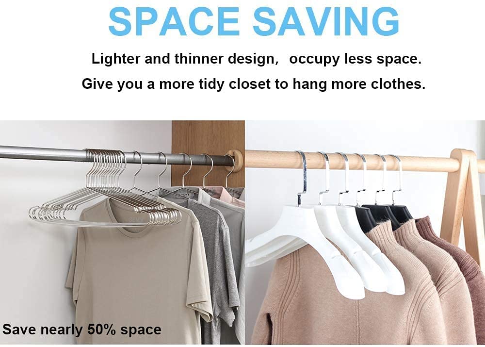 Seropy Clothes Hangers 30 Pack Coat Hangers Non Slip Wire Hangers Clothing Hangers Heavy Duty Metal Hangers Space Saving Ultra Thin Hangers of Stainless Steel Hanger for Clothes 16.5 Inch