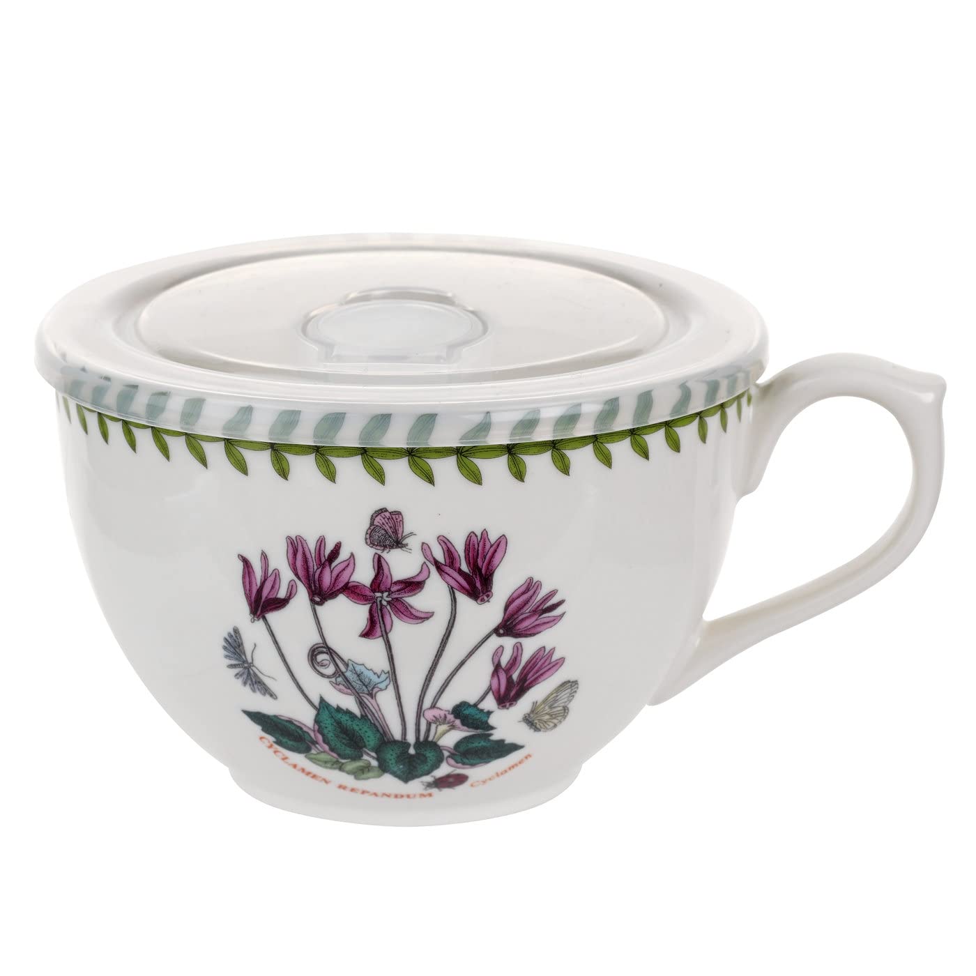 Portmeirion Botanic Garden 20 Oz Jumbo Mug With Lid  Cyclamen Motif