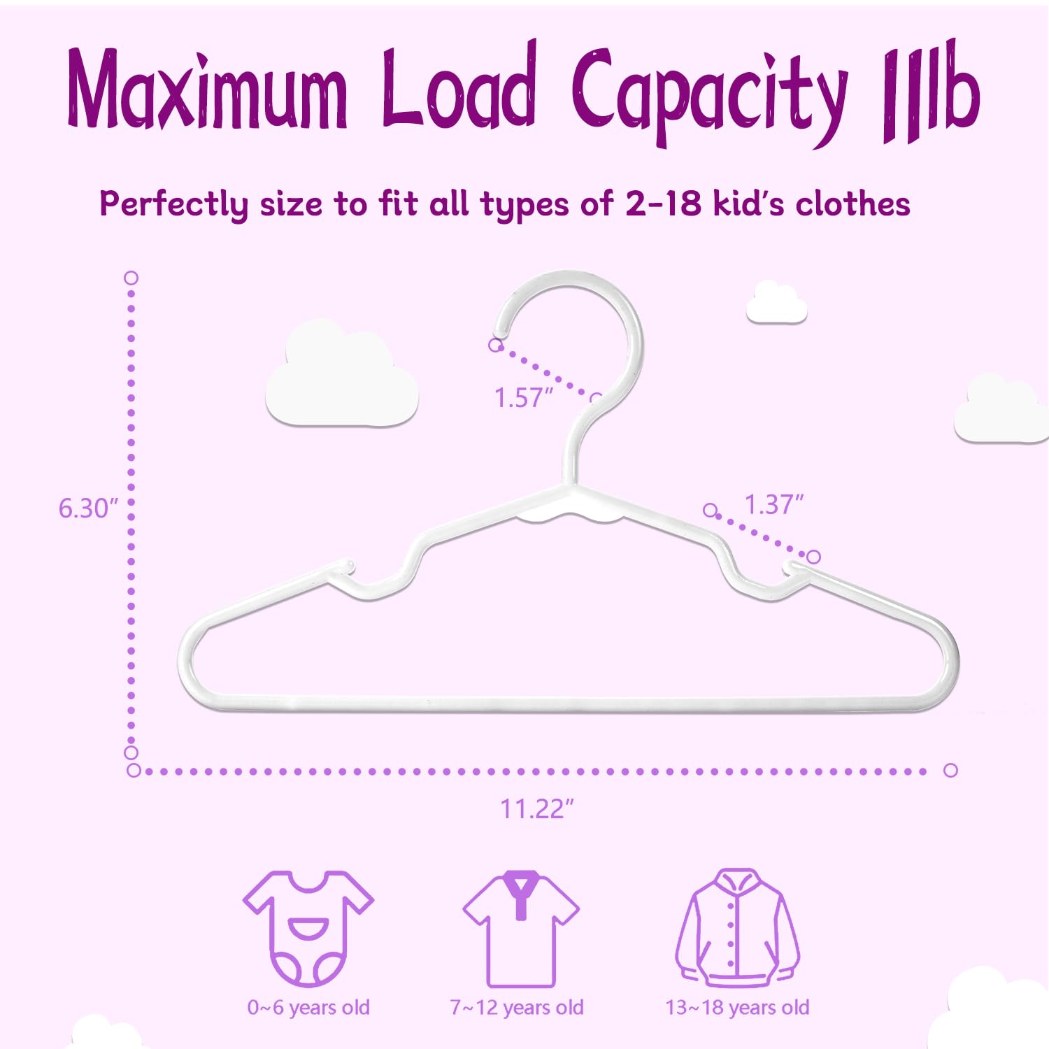Trusir Kids Hangers 100 Pack - 11. 5 Inch Baby Hangers For Closet - White Hangers For Closet - Toddler Hangers For Clost & Child