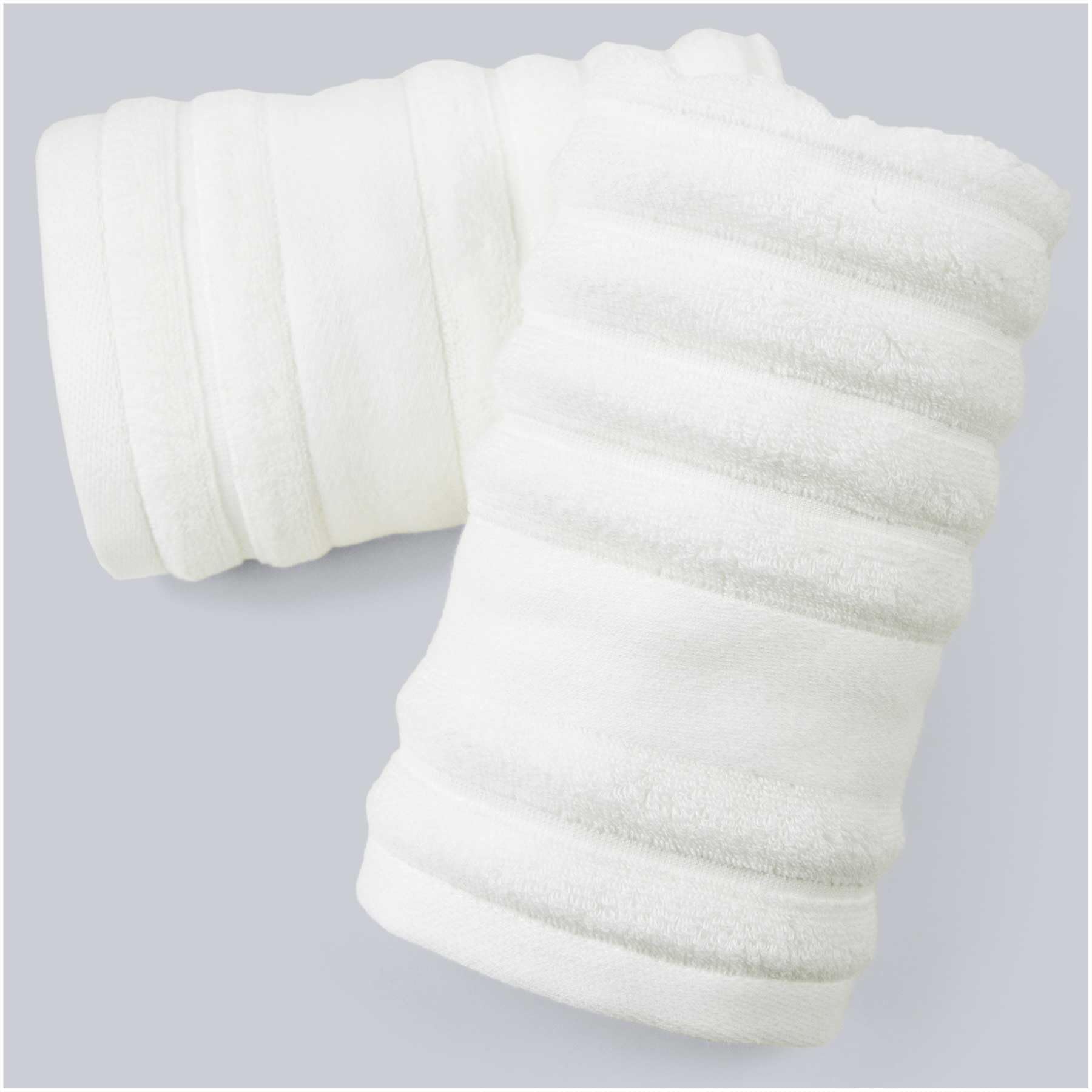 Luxurious 2-Pack Ribbed Striped Hand Towels (White) - Hotel & Spa Premium Cotton Face Towels 13    X 29   , Soft And Quick Dryin