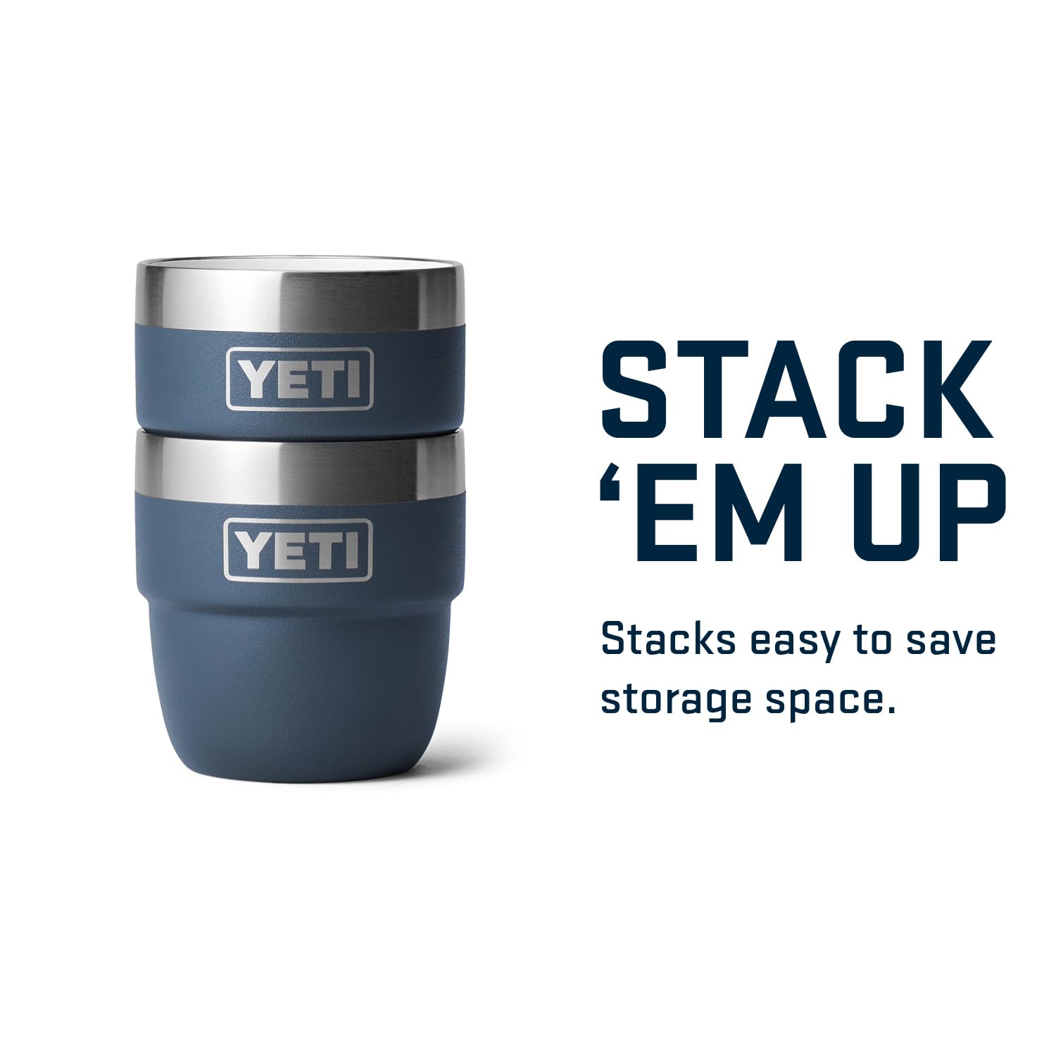 Yeti Rambler 4 Oz Stackable Cup, Stainless Steel, Vacuum Insulated Espresso/Coffee Cup, 2 Pack, Navy