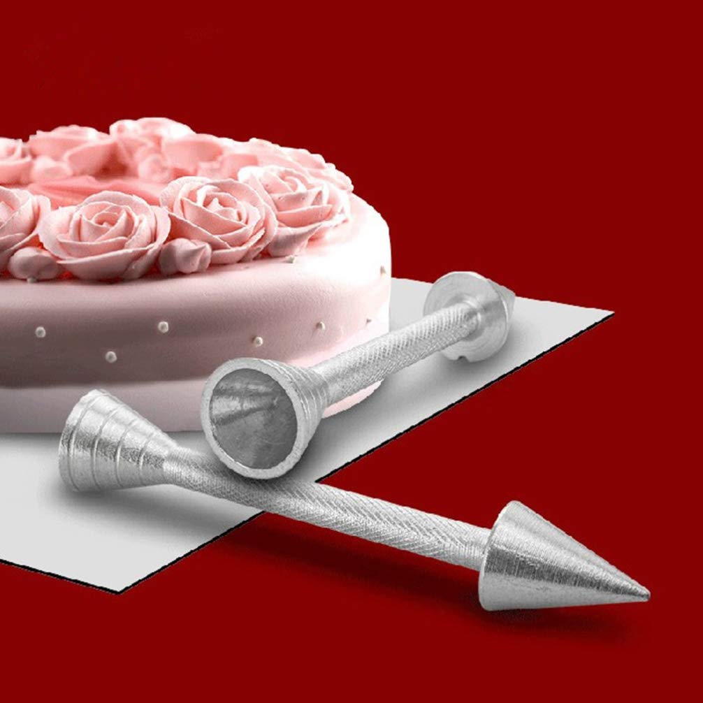 Yardwe Cupcakes 3Pcs Aluminium Alloy Flower Nail Baking Pastry Cone Holder Cake Piping Rod Icing Rose Sticks Cake Decoration Too