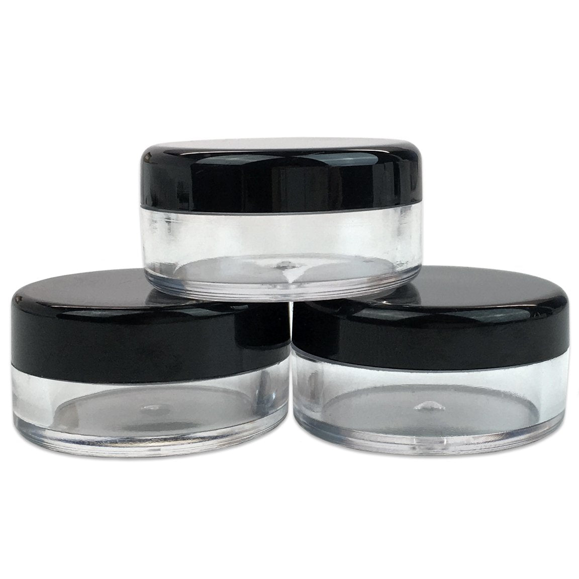 Beauticom 5G/5Ml Round Clear Jars With Black Lids For Makeup, Lotion, Creams, Eyeshadow, Cosmetic Product Samples (Quantity: 100